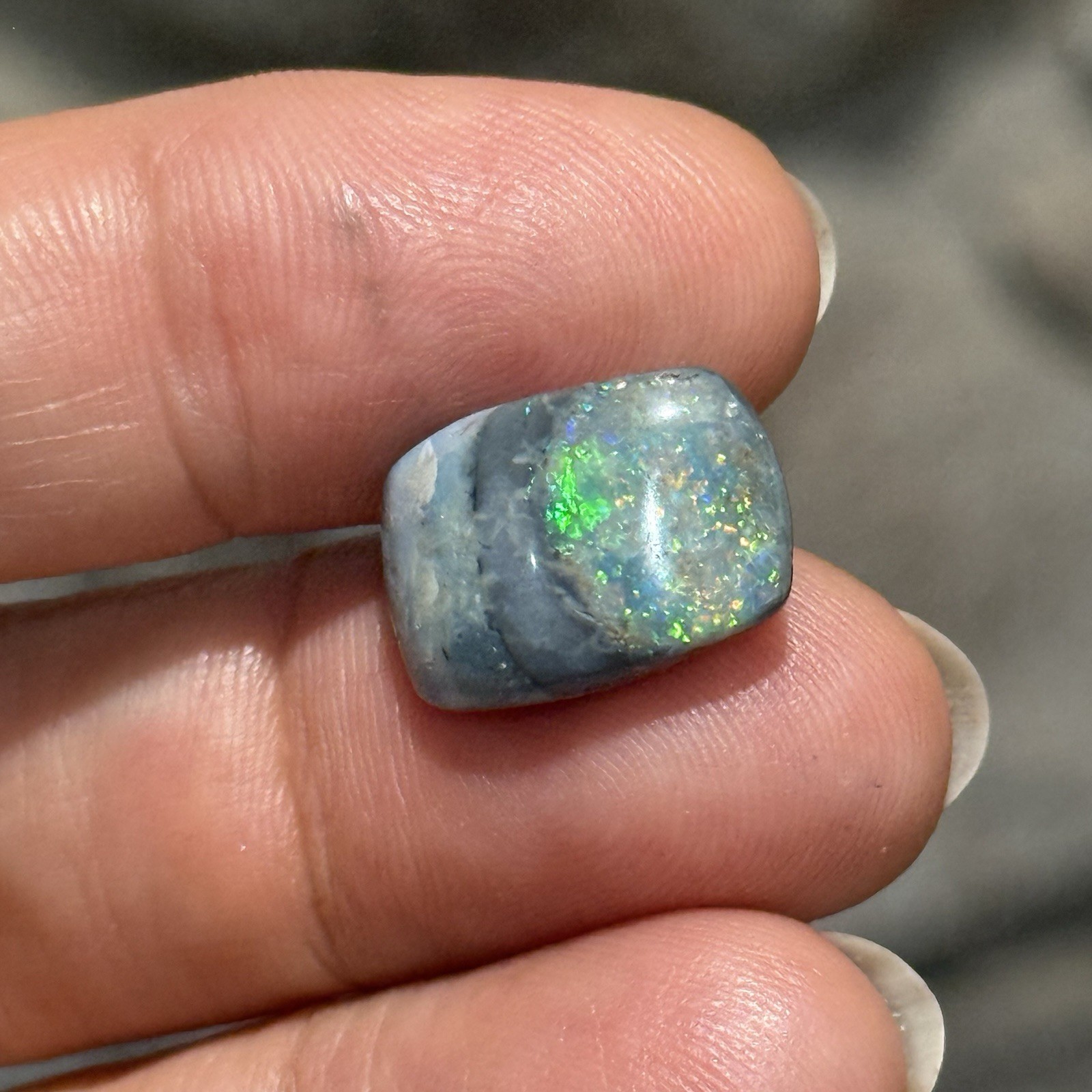 6.6ct 16.3x11x5.4mm Australian Black Mintabie Opal Cabochon Gem Cushion Cut