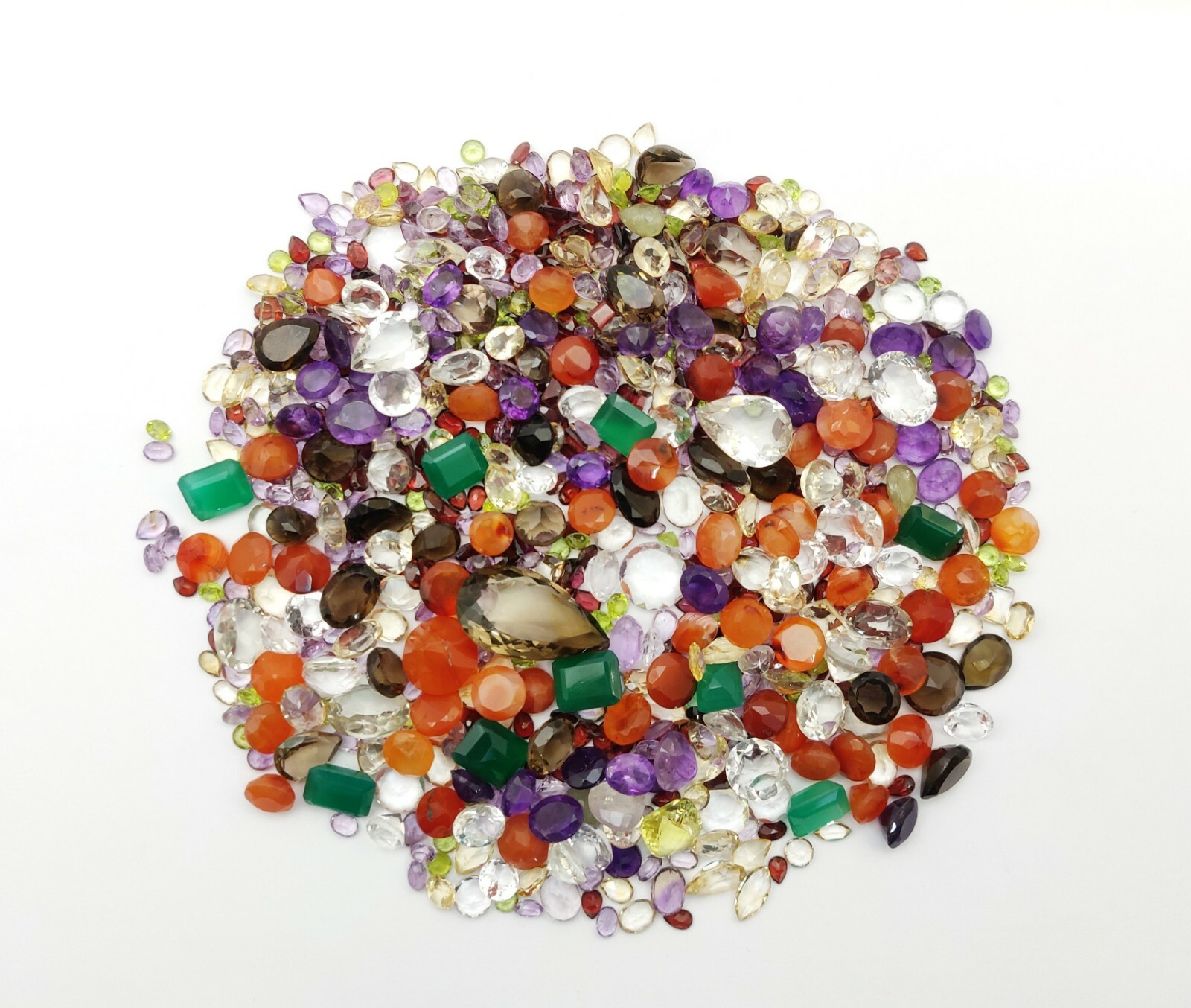 500 Carat Lot of Natural Mix Faceted Cut Gemstone~Amethyst, Citrine, Onyx,Quartz
