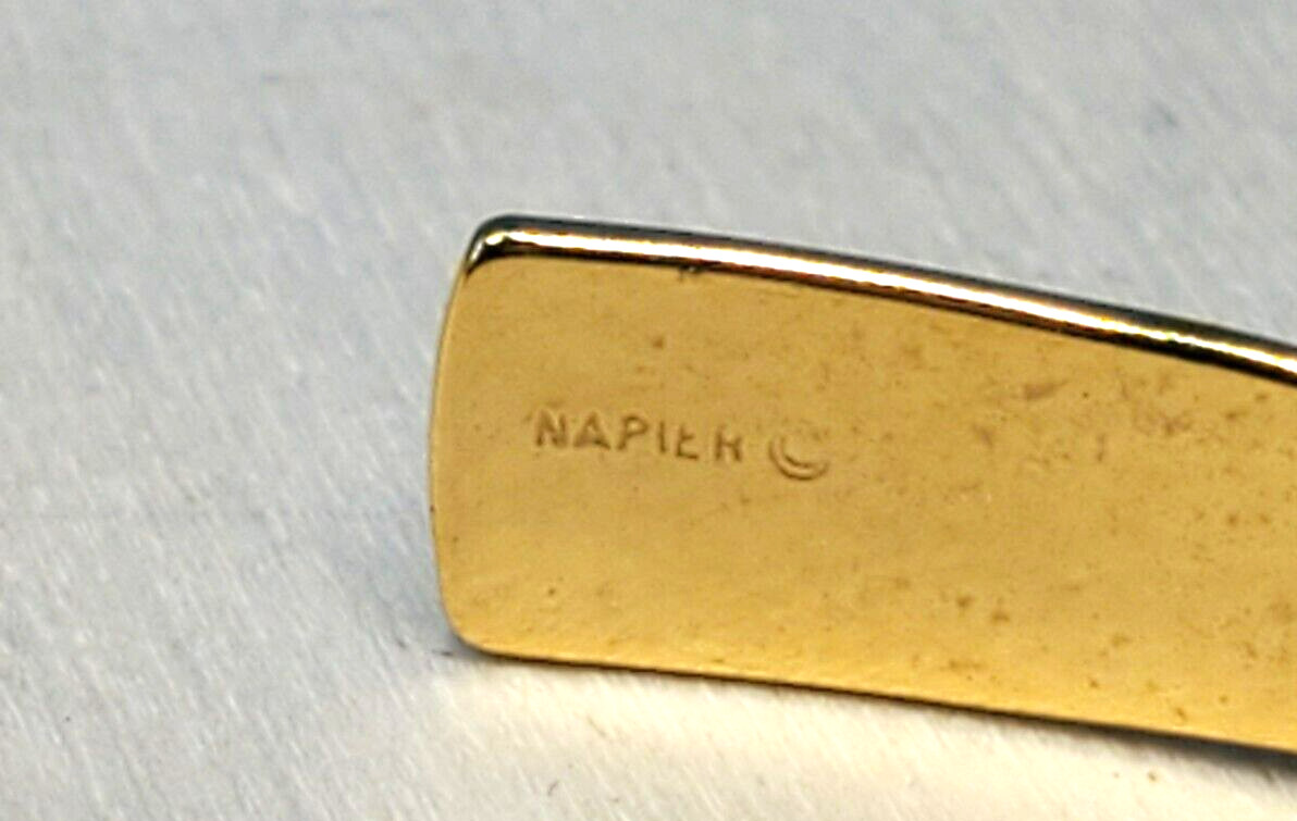 Vintage Cuff Bracelet ENGRAVED NAN Gold Tone Signed Napier @ trueblue0080 -h12