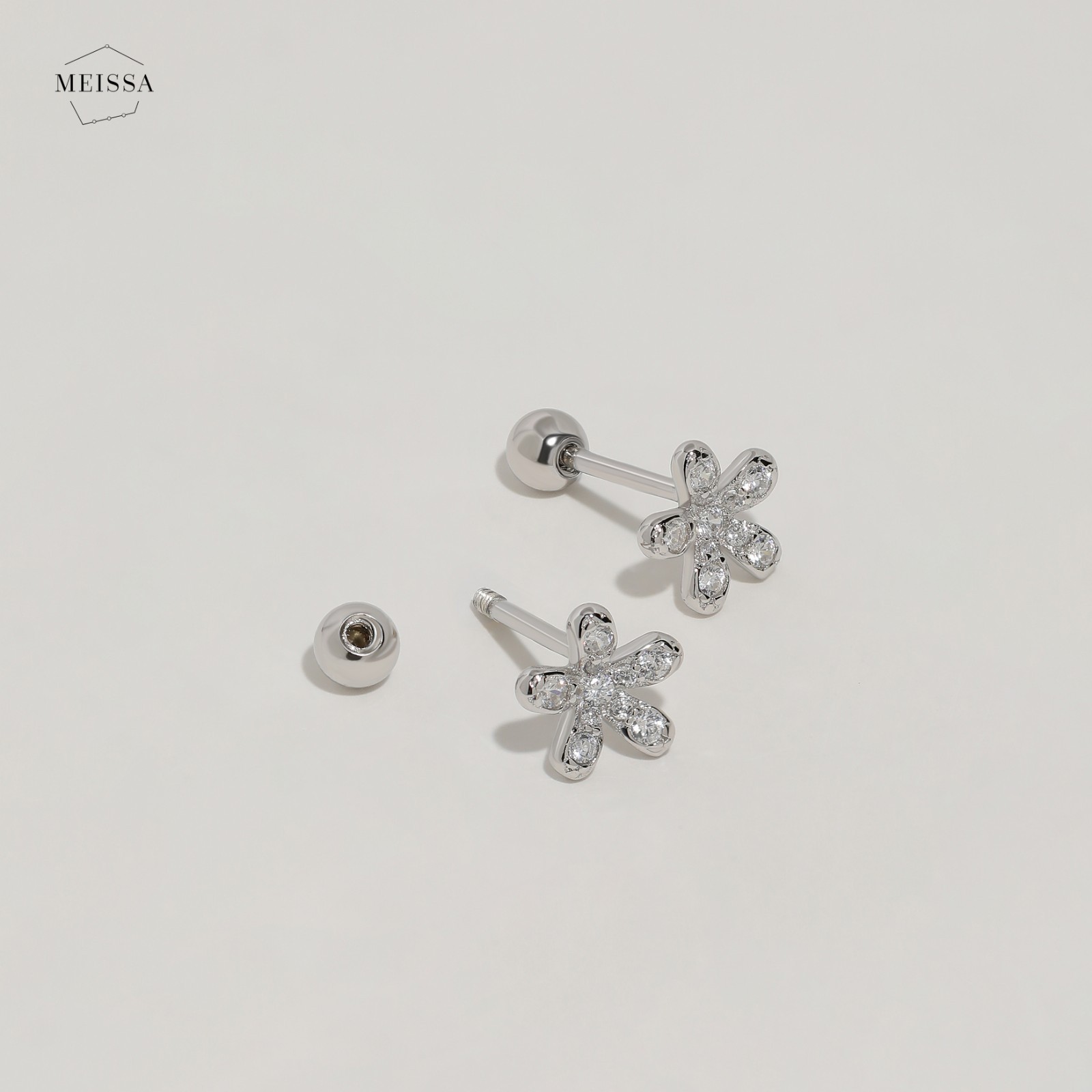 Meissa Cute Ball Back Earrings for Women Girls Kid Toddlers Baby 925 Silver