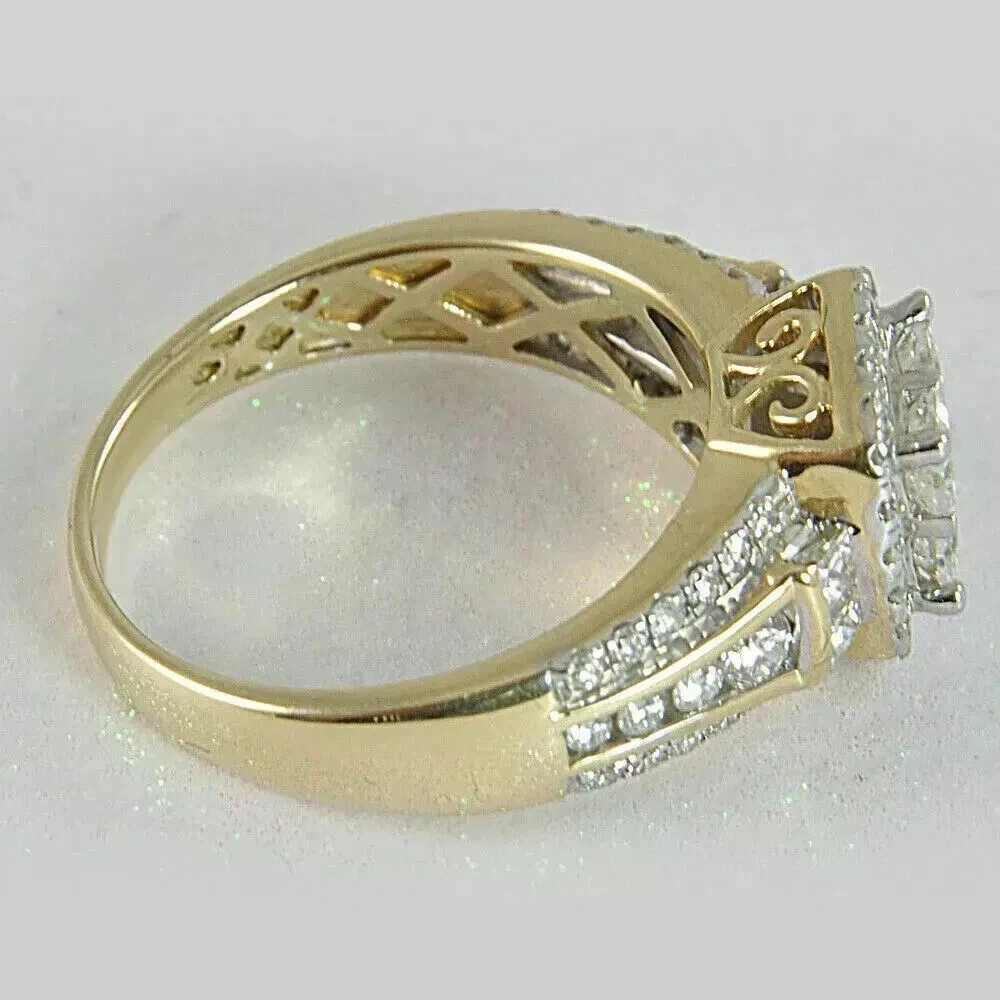 3Ct Princess Cut Lab Created Diamond Wedding 14K White Gold Filled Cluster Ring