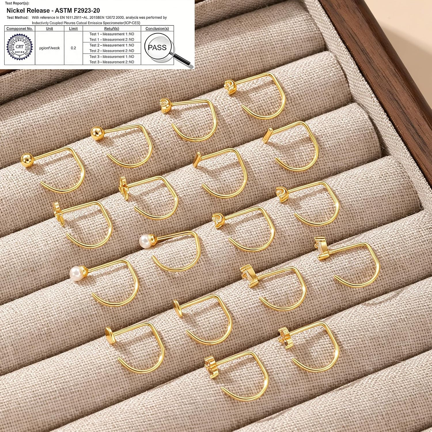 Backless Half Hoop Earrings for Women，3 Pairs 14K Gold Plated Stay Close No Back