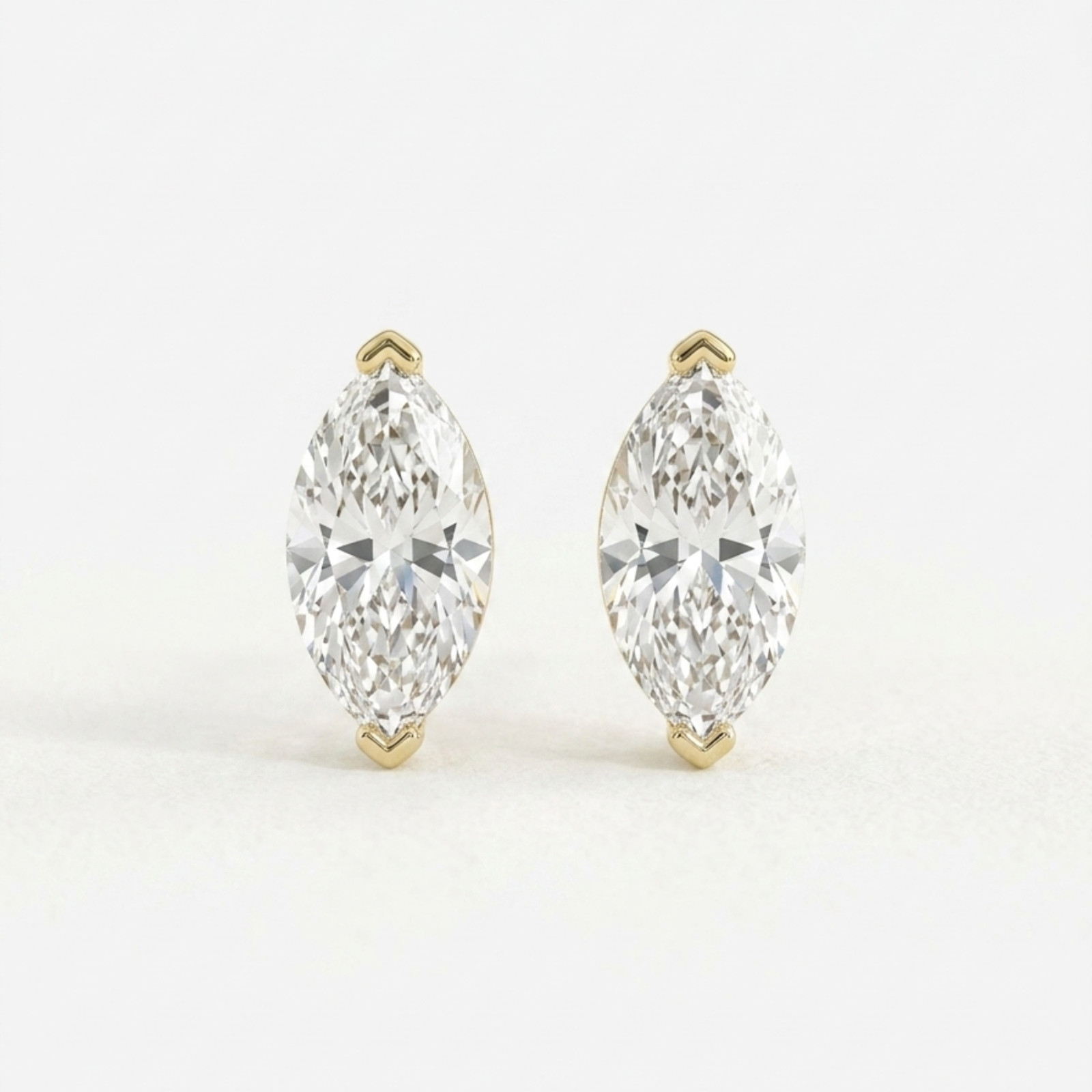 1TCW Marquise Lab Grown Diamond 14K Solid Gold Minimalist Stud Earrings For Gift