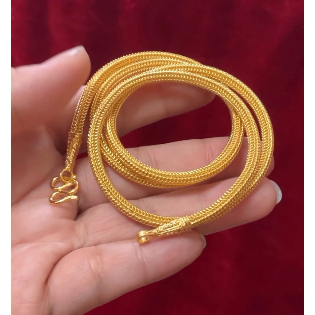 U3 Necklace Chain Gold Plated LP Thuad Amulet Thai Design Yellow 4mm 22 Inch