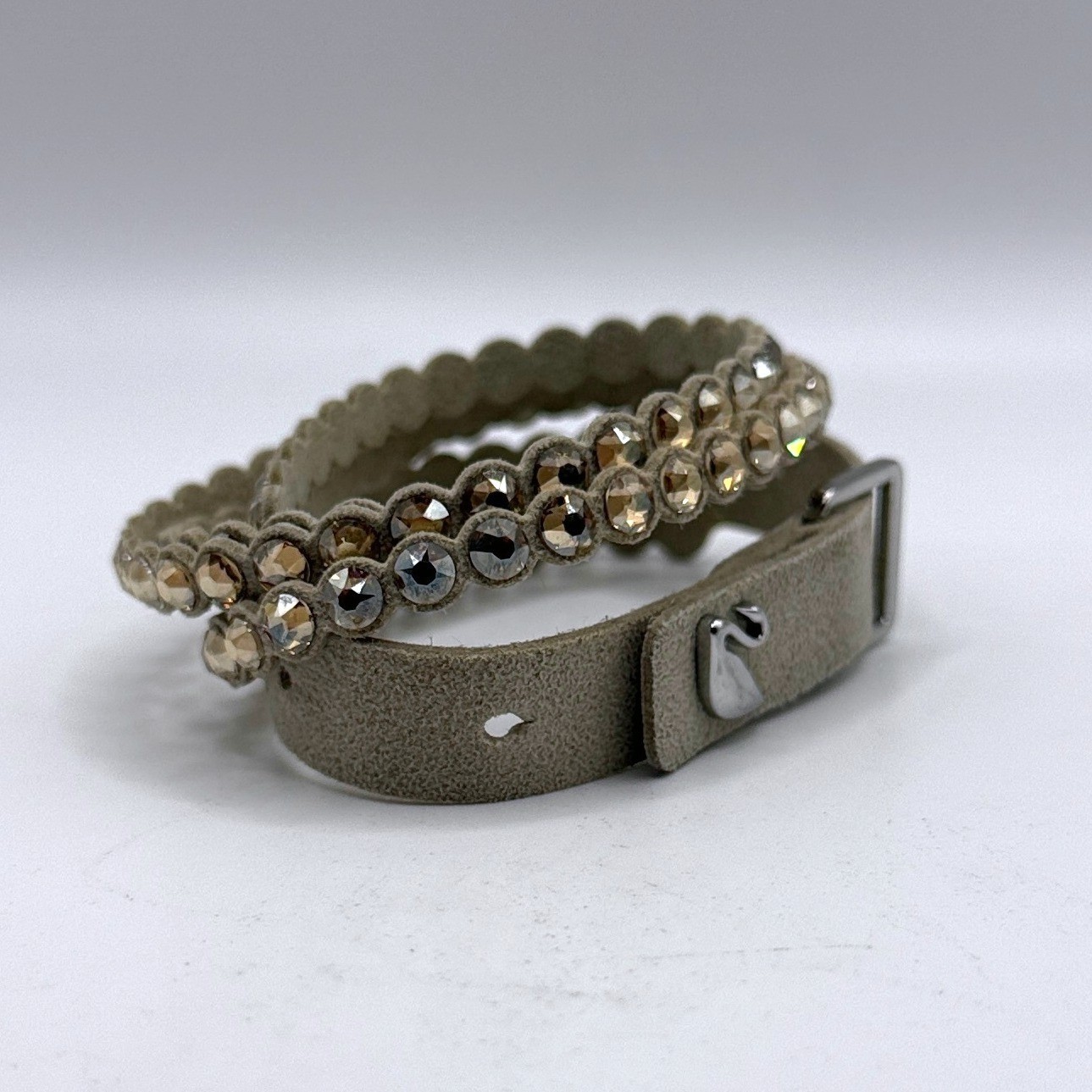 Swarovski Power Collection Crystal Wrap Bracelet Beige Alcantara Choker 5511698
