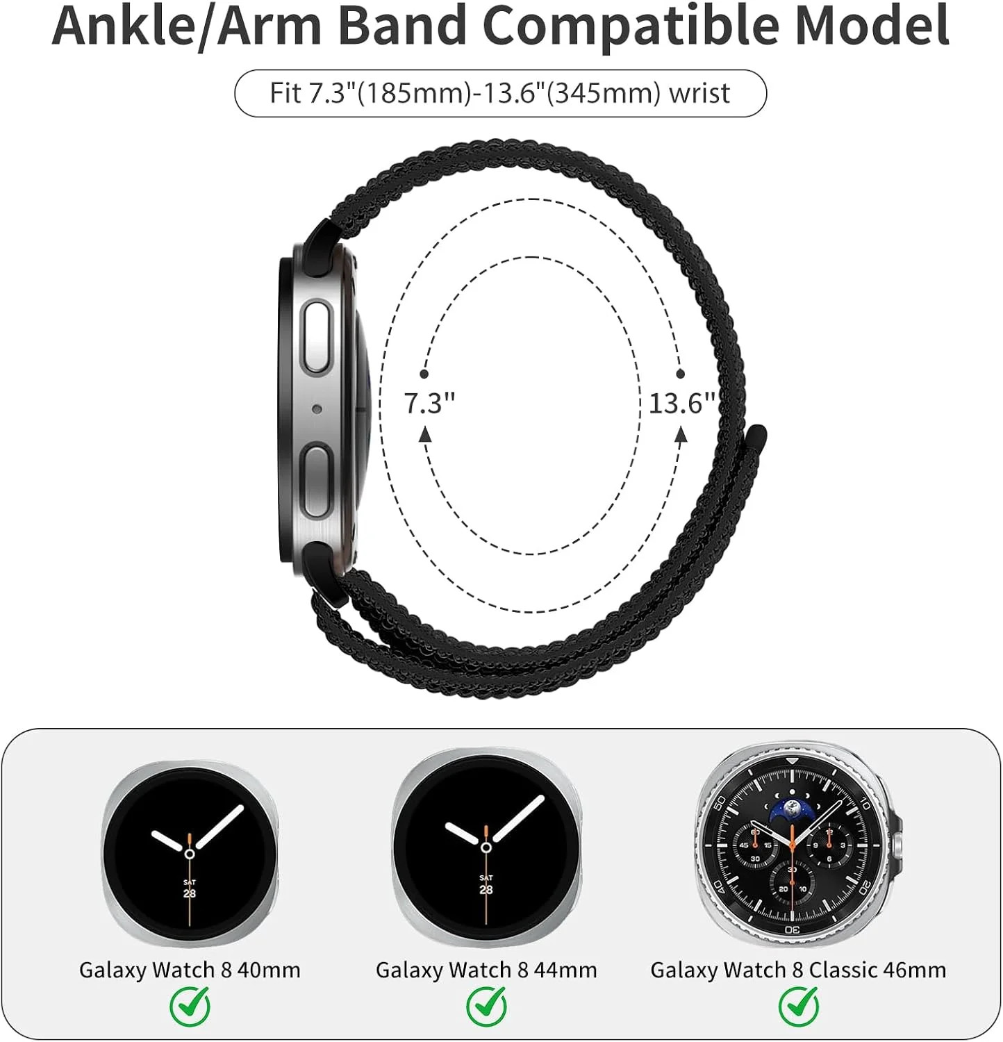 Sport Ankle/Arm Band Compatibel with Galaxy Watch 8 Band 40mm 44mm/Galaxy Watch