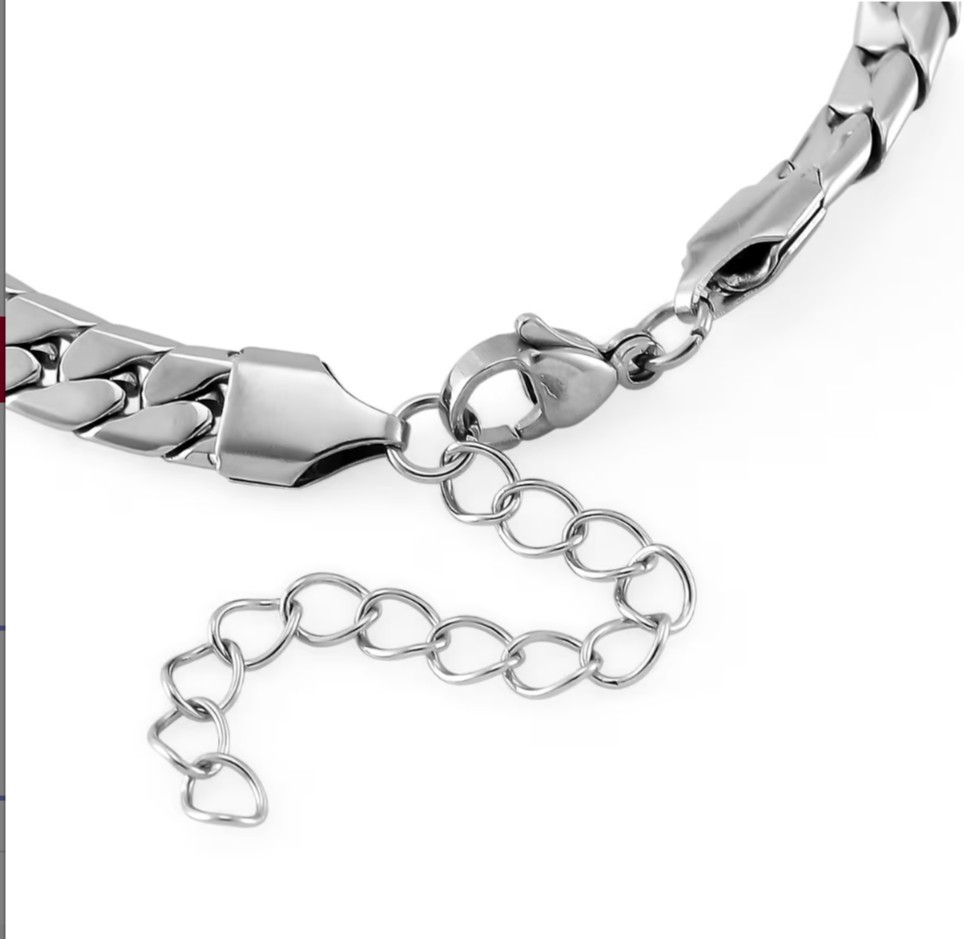 Simulated Blue Diamond Set Tennis & Curb Bracelets Stainless Steel 7.50-9.0in