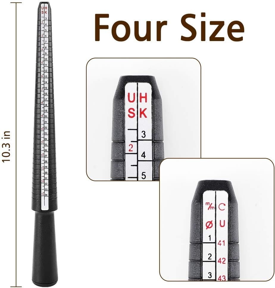 4-Piece Ring Size Measuring Tool Set for Accurate Jewelry Making and Gifting