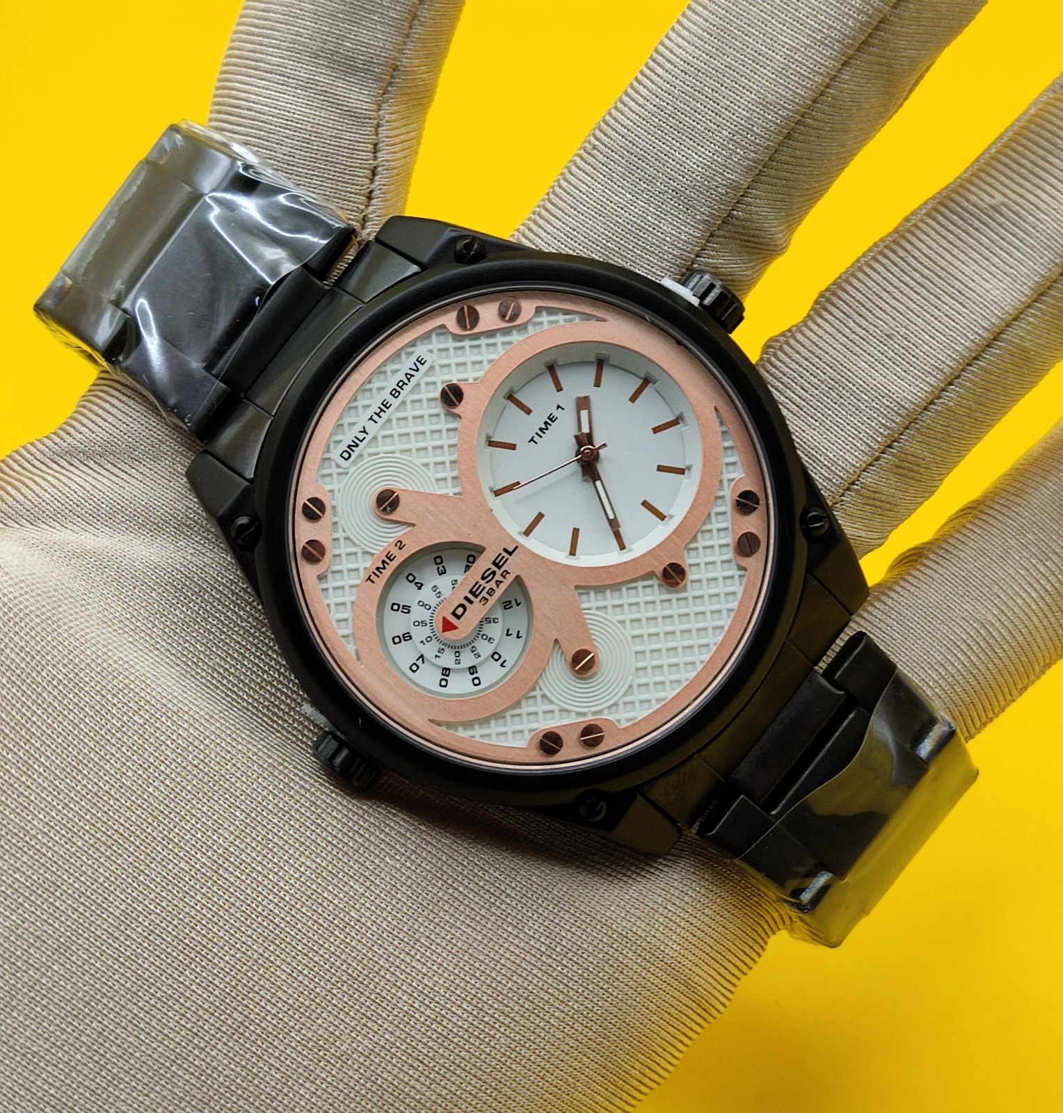 #Refurbished Diesel Only The Brave 3 Bar Dual Time Analog Men’s Wrist Watch