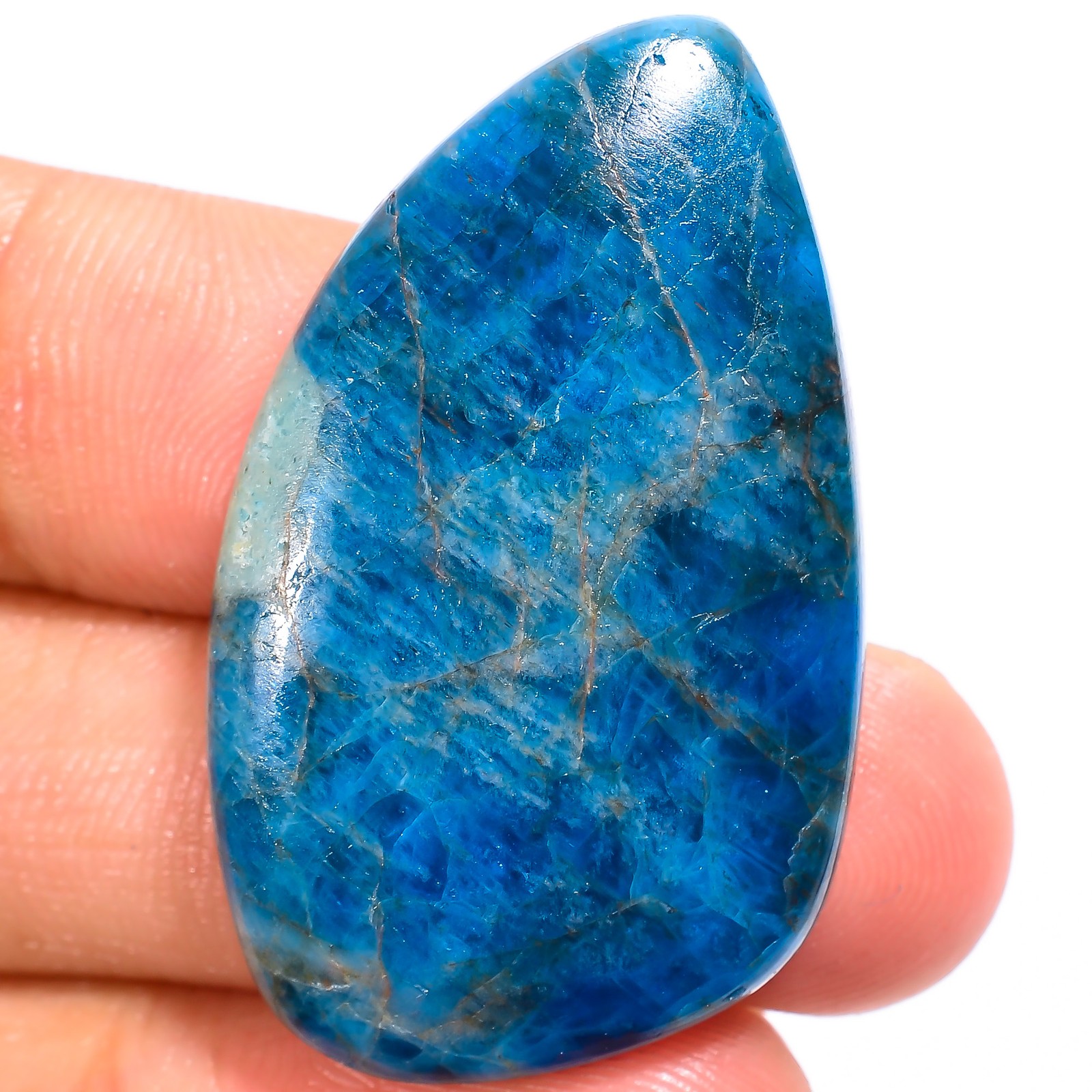Neon Blue Apatite Fancy Shape Cabochon Loose Gemstone 48.5 Ct 36X22X6mm GC-23728