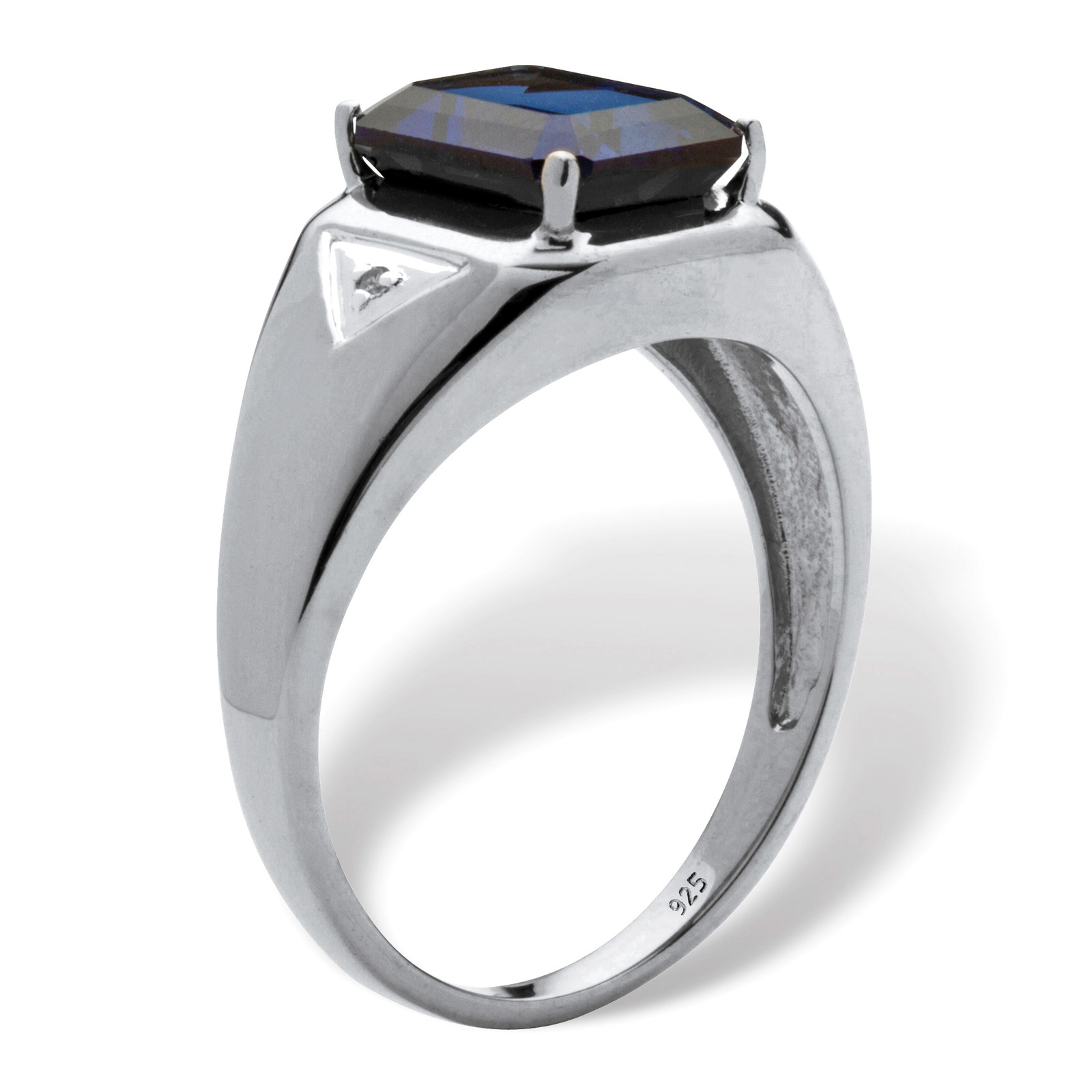 Men’s 2.76 TCW Sapphire Ring in Platinum-plated Sterling Silver