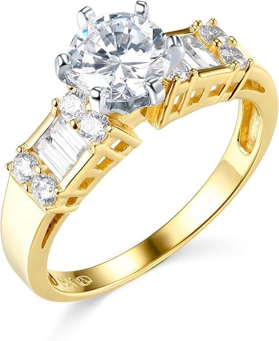 2.75 Ct Round 14K Yellow Gold Created Diamond Engagement Ring Set Matching Band