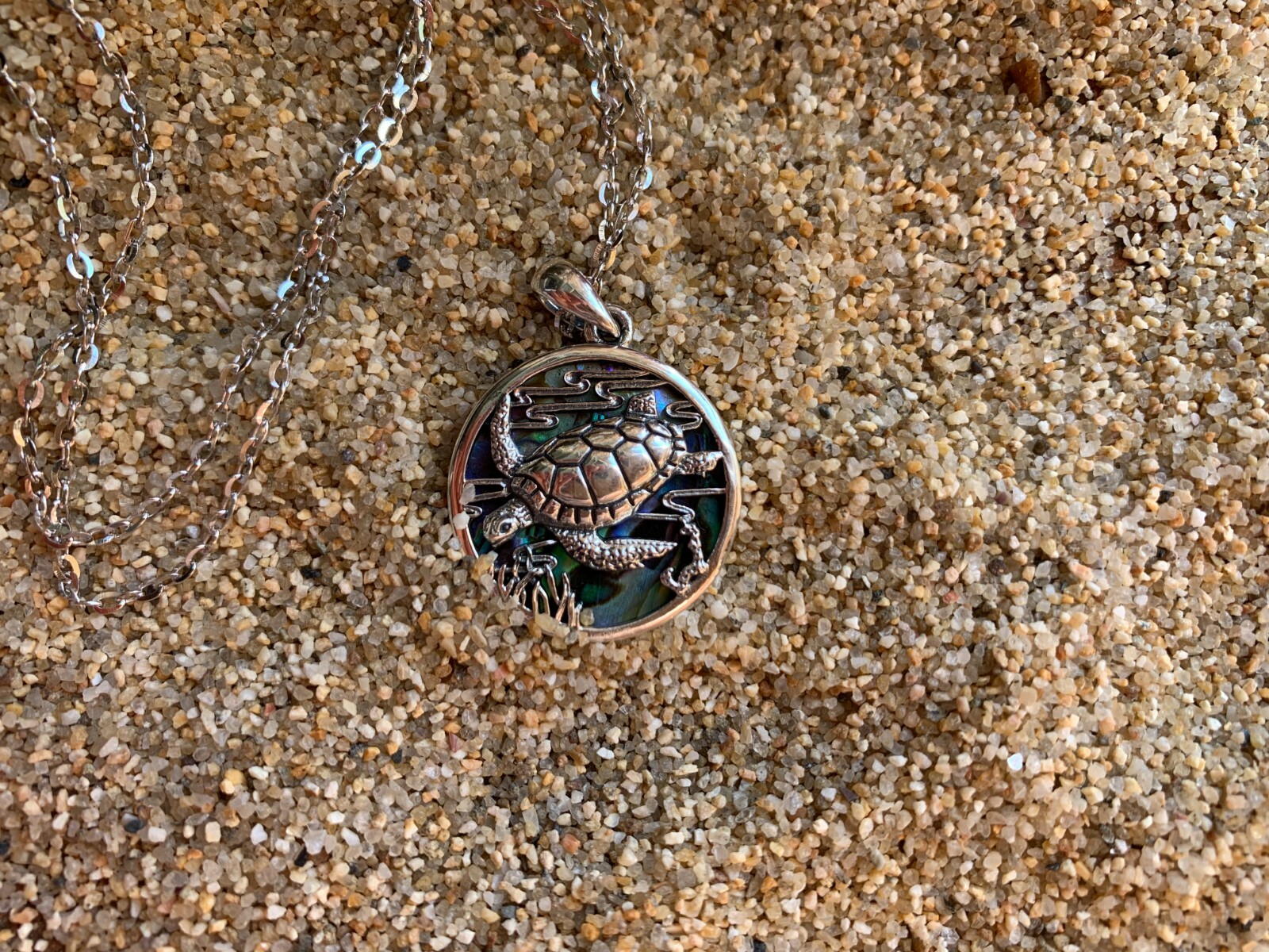 Sterling Silver Turtle Necklace – Colorful Abalone Shell Neckless for Women, Mot