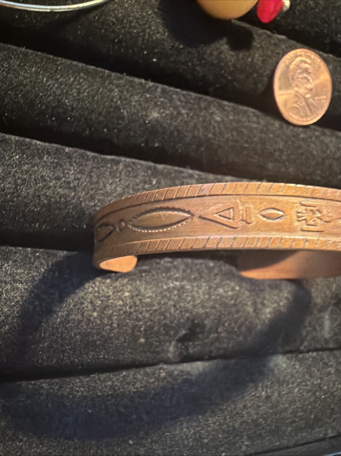 Navajo Fred Harvey Engraved Solid Copper Cuff bracelet Size 6 1/2