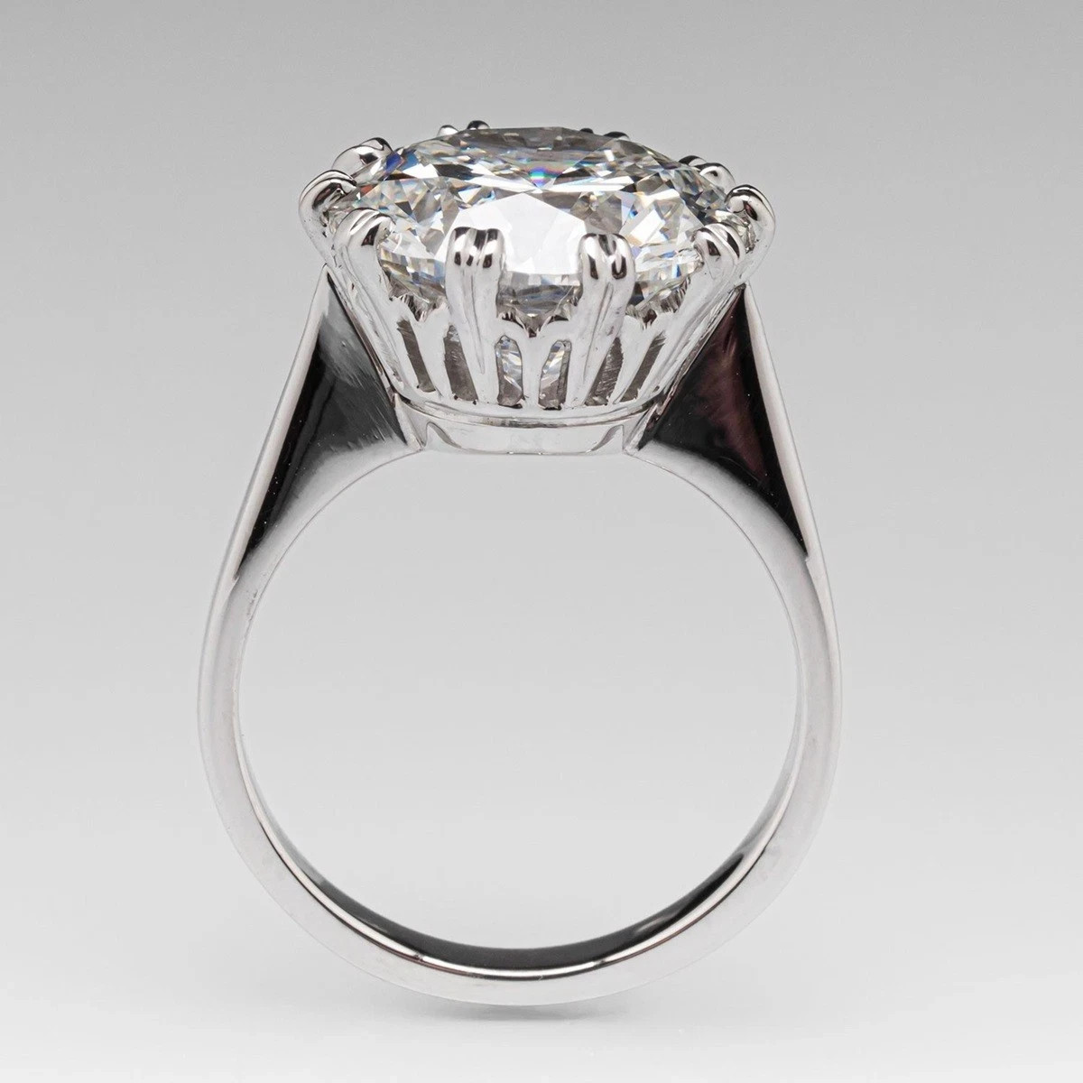 RARE 10.00 Ct Certified White Treated Diamond Solitaire Ring In 925 Silver