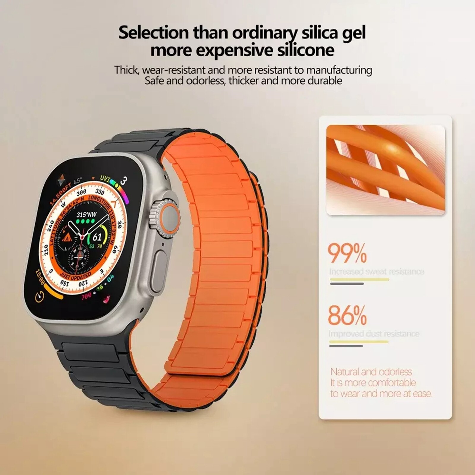 Magnetic Strap For Apple Watch Ultra 2 Series 9 8 7 SE 6 5 Silicone iWatch Band
