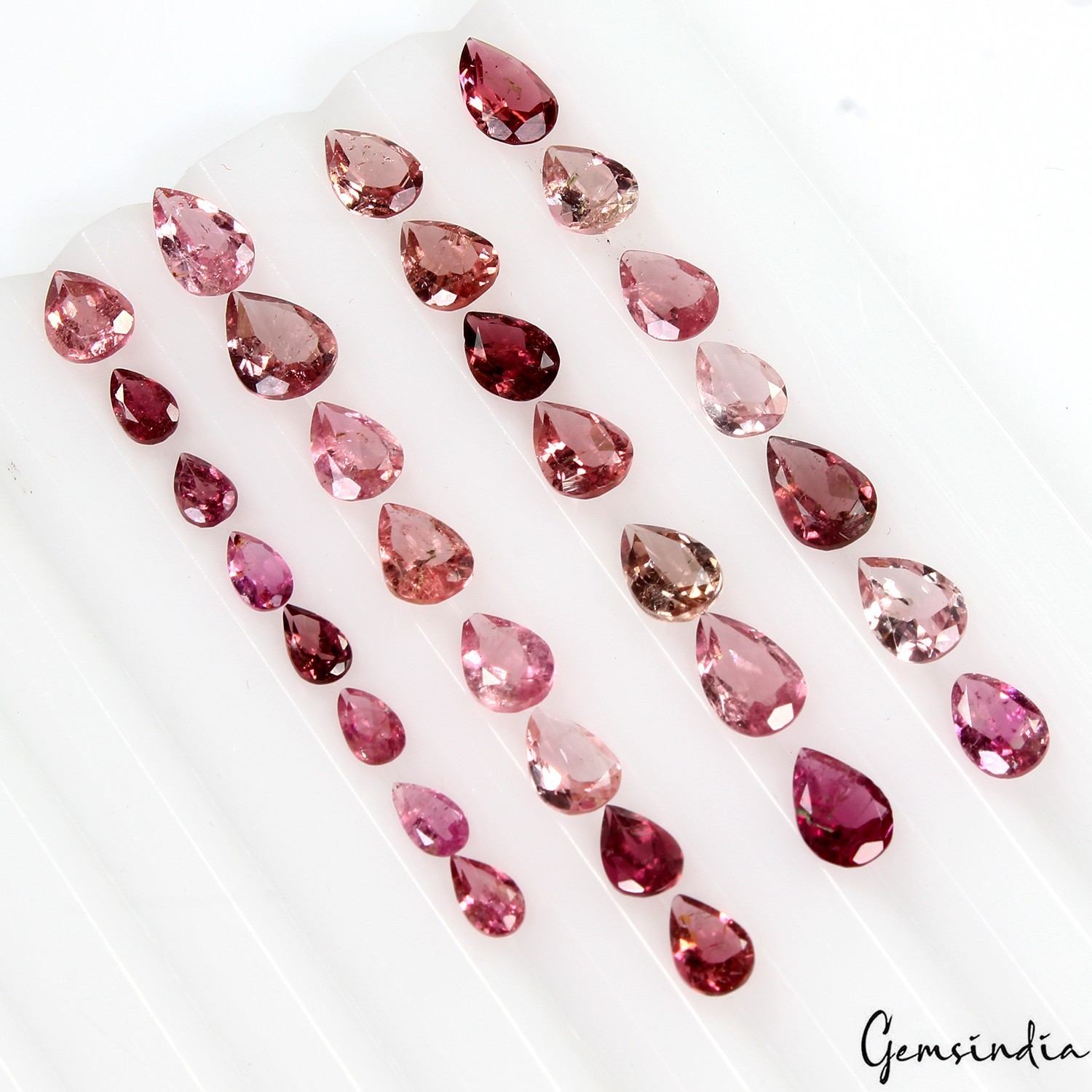 Certified 13.90 Cts/30 Pcs Natural Pink Rubellite Tourmaline Pear Cut 5-7mm Gems