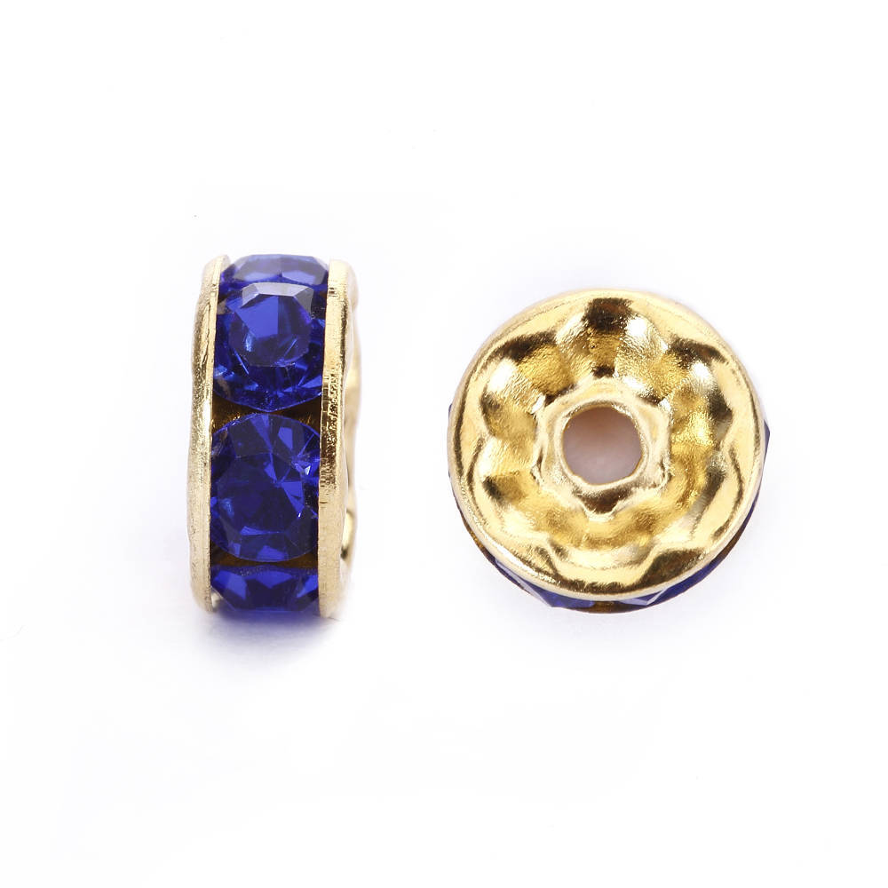 Dark Blue Rhinestone Rondelle Spacers Gold/Silver 4mm 6mm 8mm 10mm 50pcs Per Bag