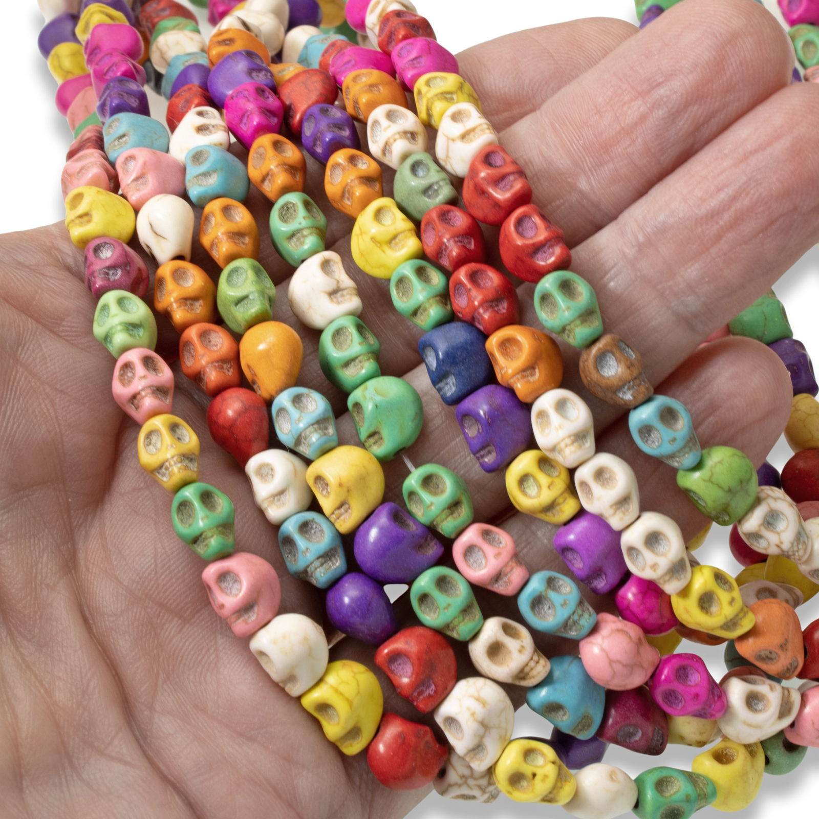 Colorful Mini Skull Stone Beads – DIY Halloween Jewelry & Day of the Dead Crafts