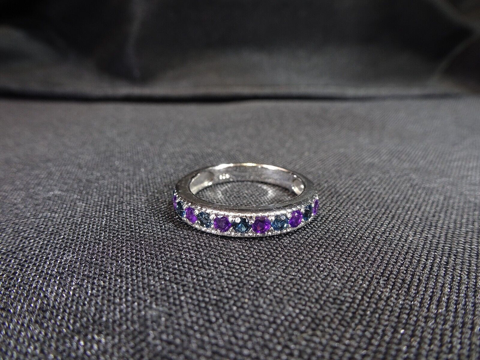 0.90 ct Natural Purple Amethyst & London Blue Topaz Solid Sterling Silver Ring
