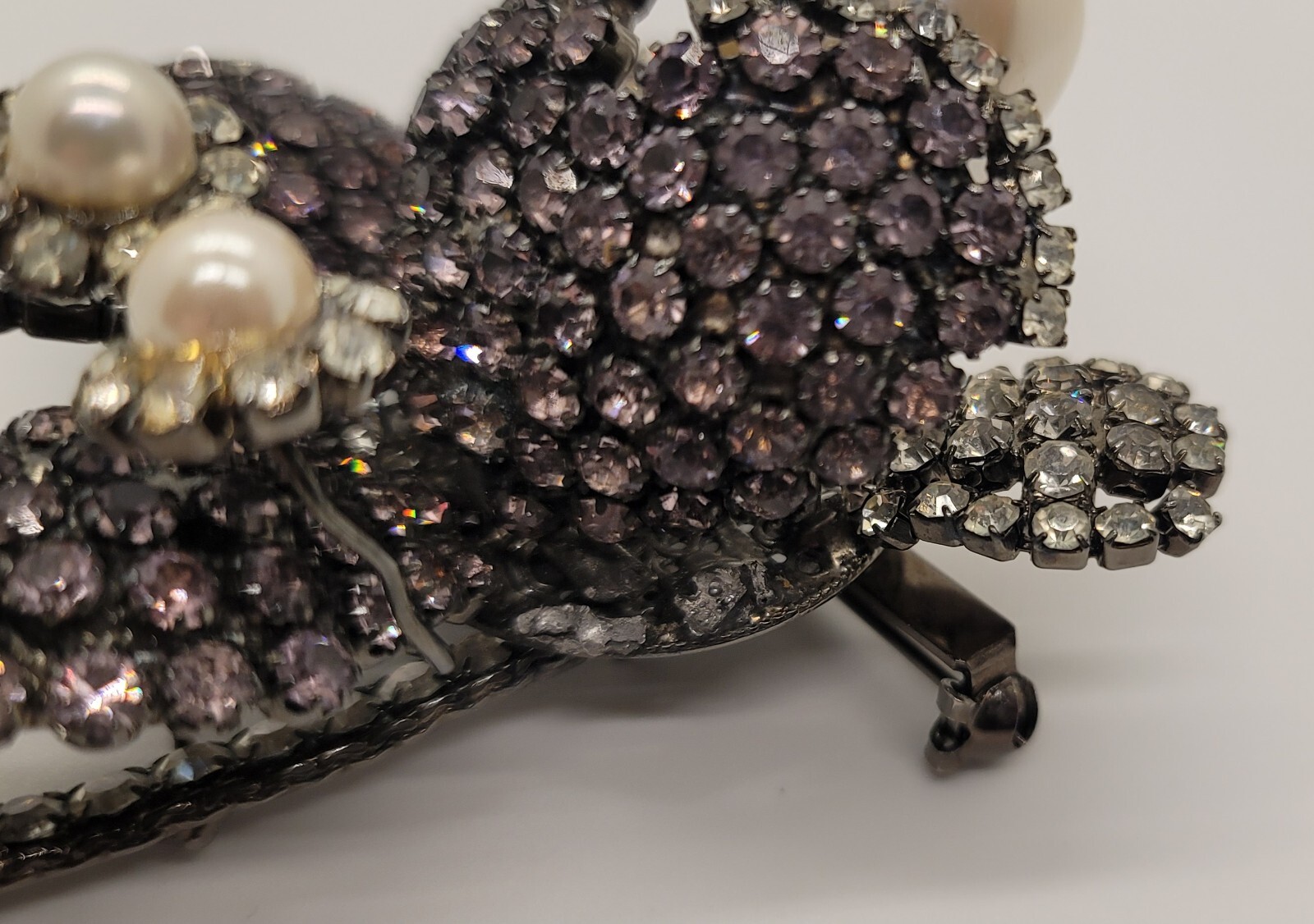 Lawrence Vrba Stunning Large Rhinestone Purple Flower Pin Brooch See Description