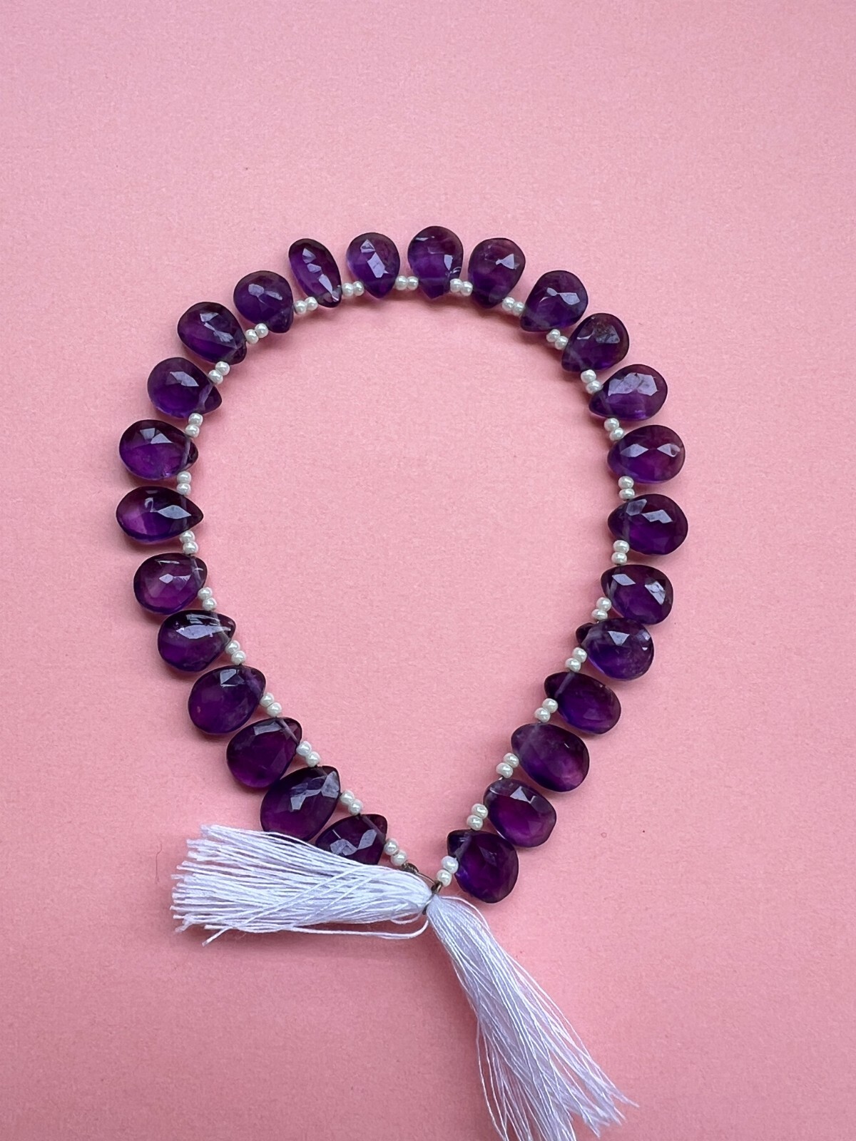 Natural Amethyst Faceted Pear Briolette Beads 1 Strand 8-9mm Teardrop Gemstone