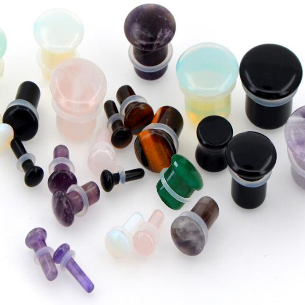 Pair of Single Flare Stone Plugs gauges organic Size 8ga to 5/8 Inch Choose Size