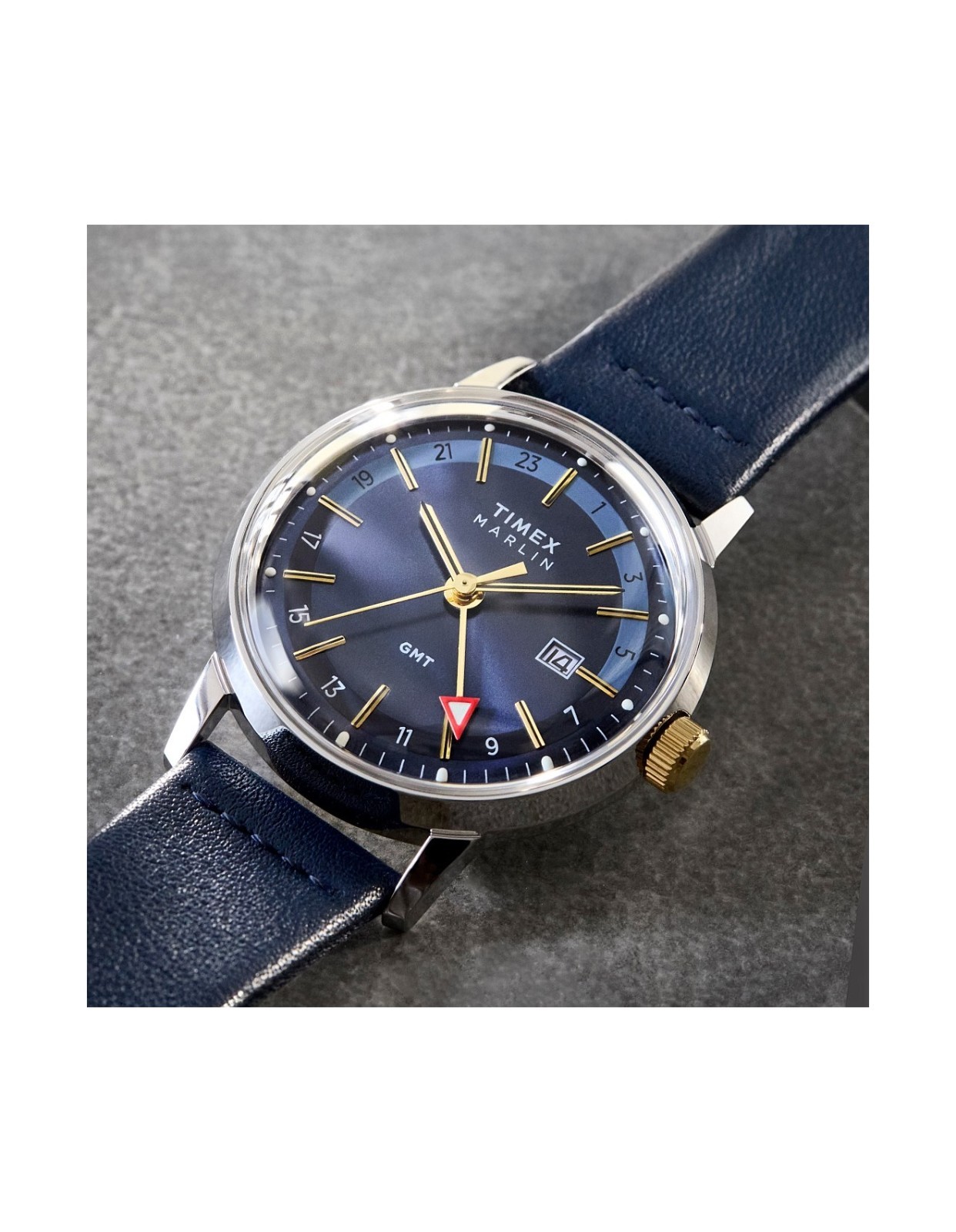 Timex Marlin GMT Classic Vintage Style Stainless Steel 40mm Watch TW2Y47600