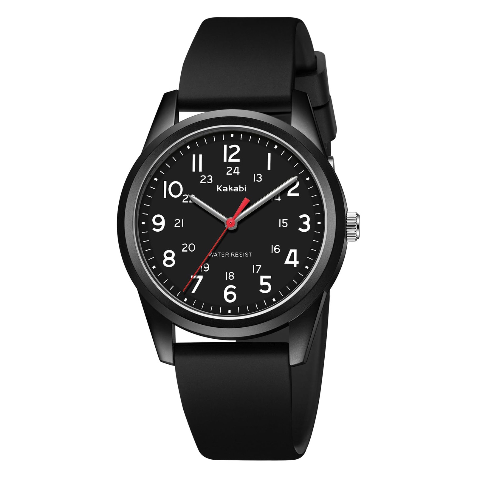 Kakabi Watches for Mens Womens Unisex Easy to Read Analog Quartz Black