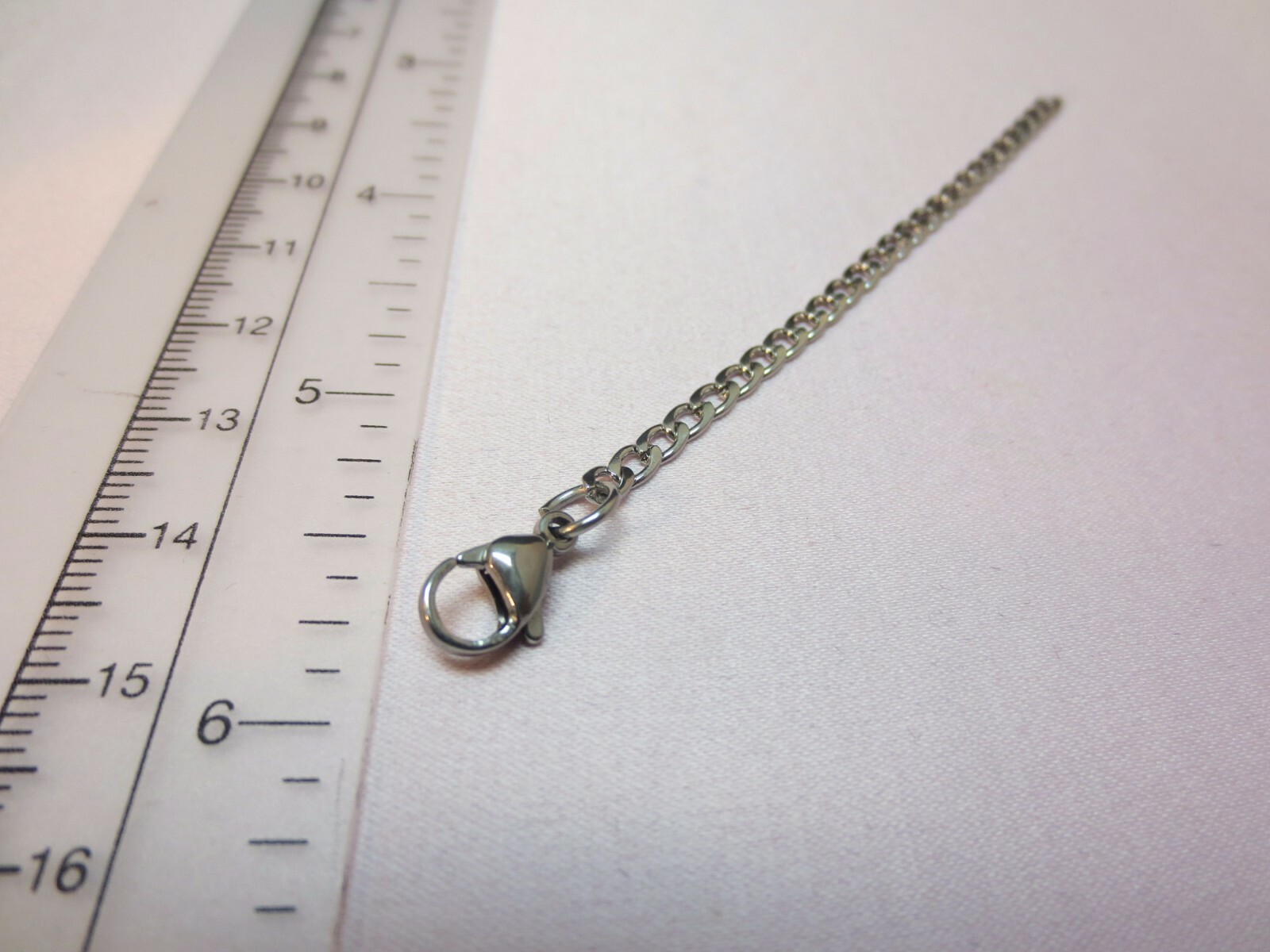 STAINLESS STEEL SILVER 3 MM CURB CHAIN 6 inch EXTENDER WITH LOBSTER CLAW