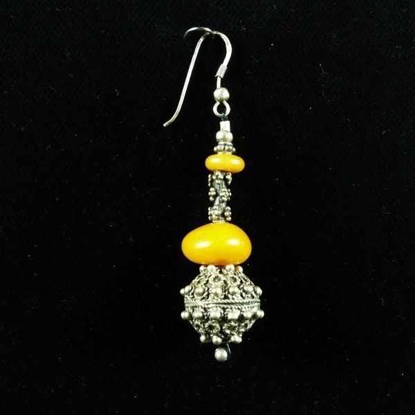 Earrings, unique with amber pearls and silver 925, unique piece