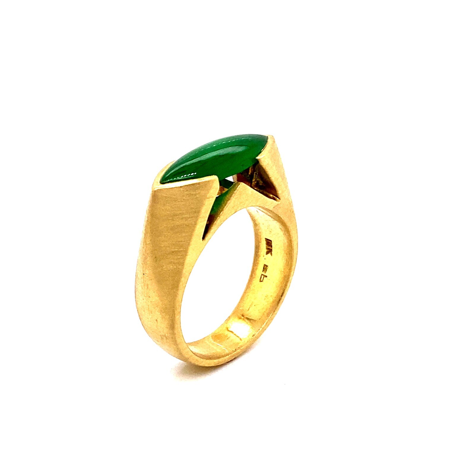 Fei Cui Green Jadeite Jade type A w/ GIA Report Marquise in 18ky Ring size 7.25