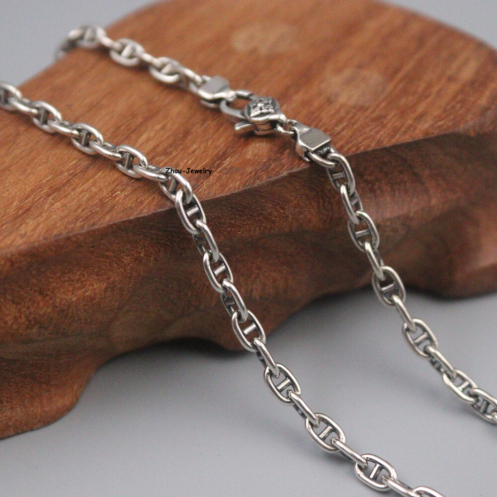 Real S925 Sterling Silver Chain 3.5mm Lucky Anchor Link Necklace 18-19g 23.6inch