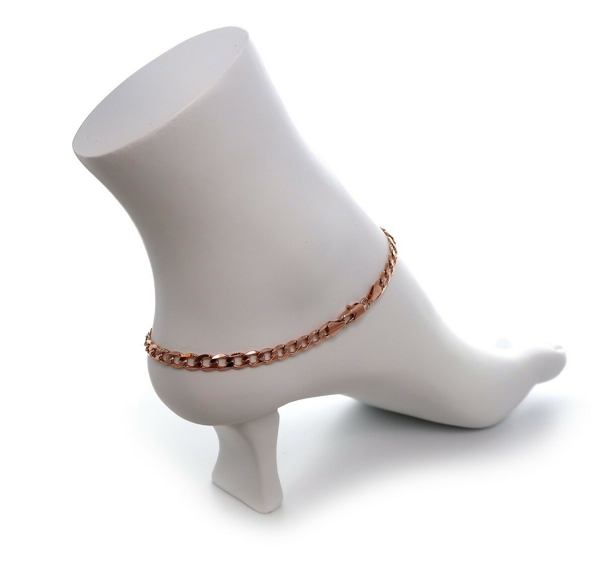 5mm Italian Cuban Link Chain Anklet 10″ Ankle Bracelet 14K Pink Rose Gold Plated