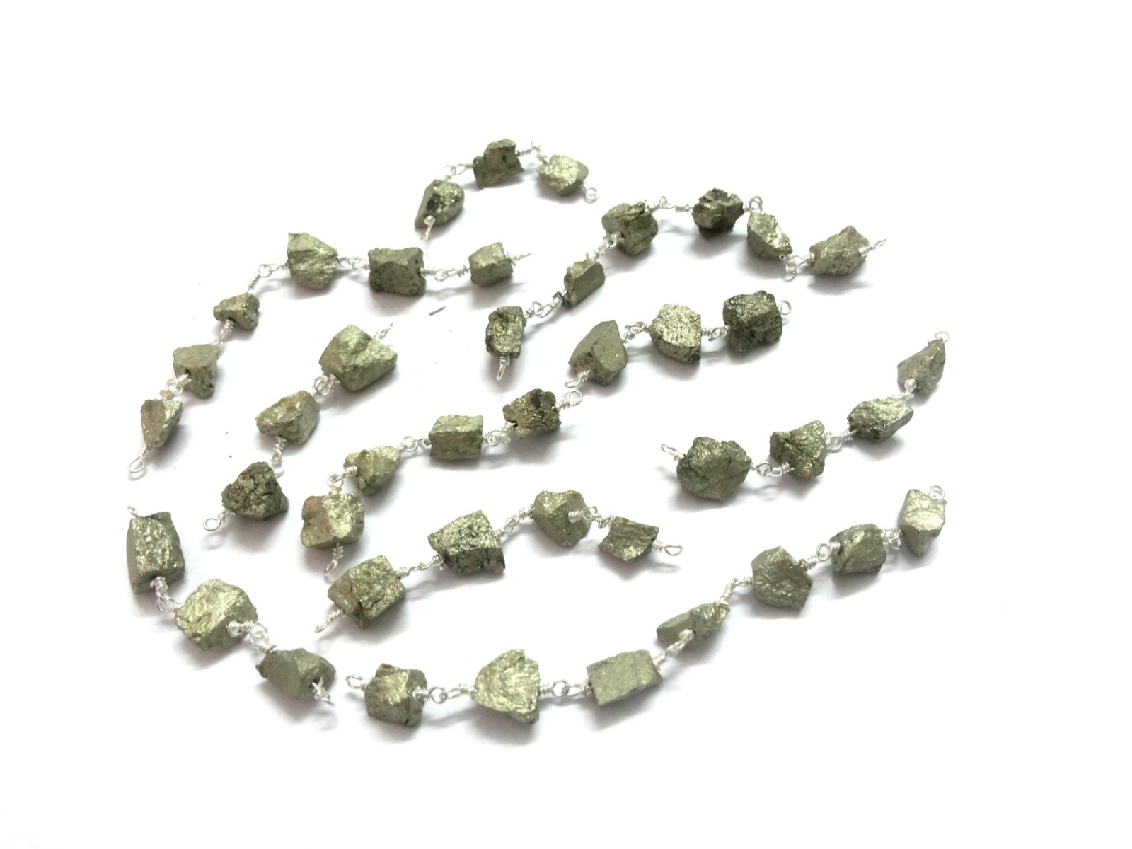10 Pcs Natural Pyrite Nuggets Tumble Smooth 5-7mm Beads 2″inch Connector Link