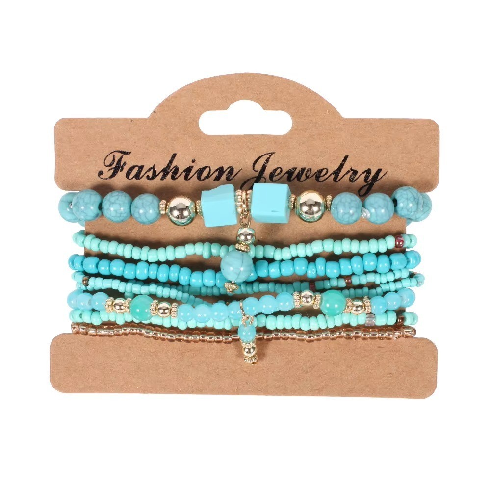 Boho Crystal Beaded Bracelet Set Colorful Stackable Bracelets Women Girls