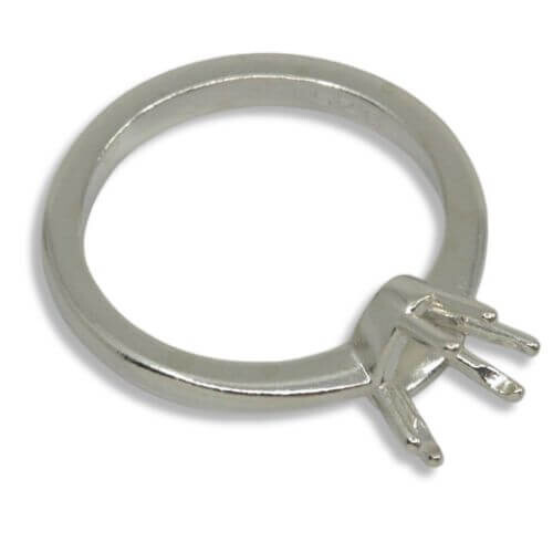 Sterling (5mm-12mm) Trillion Solitaire 6-Prong Premium Ring Mounting Ring Size 7