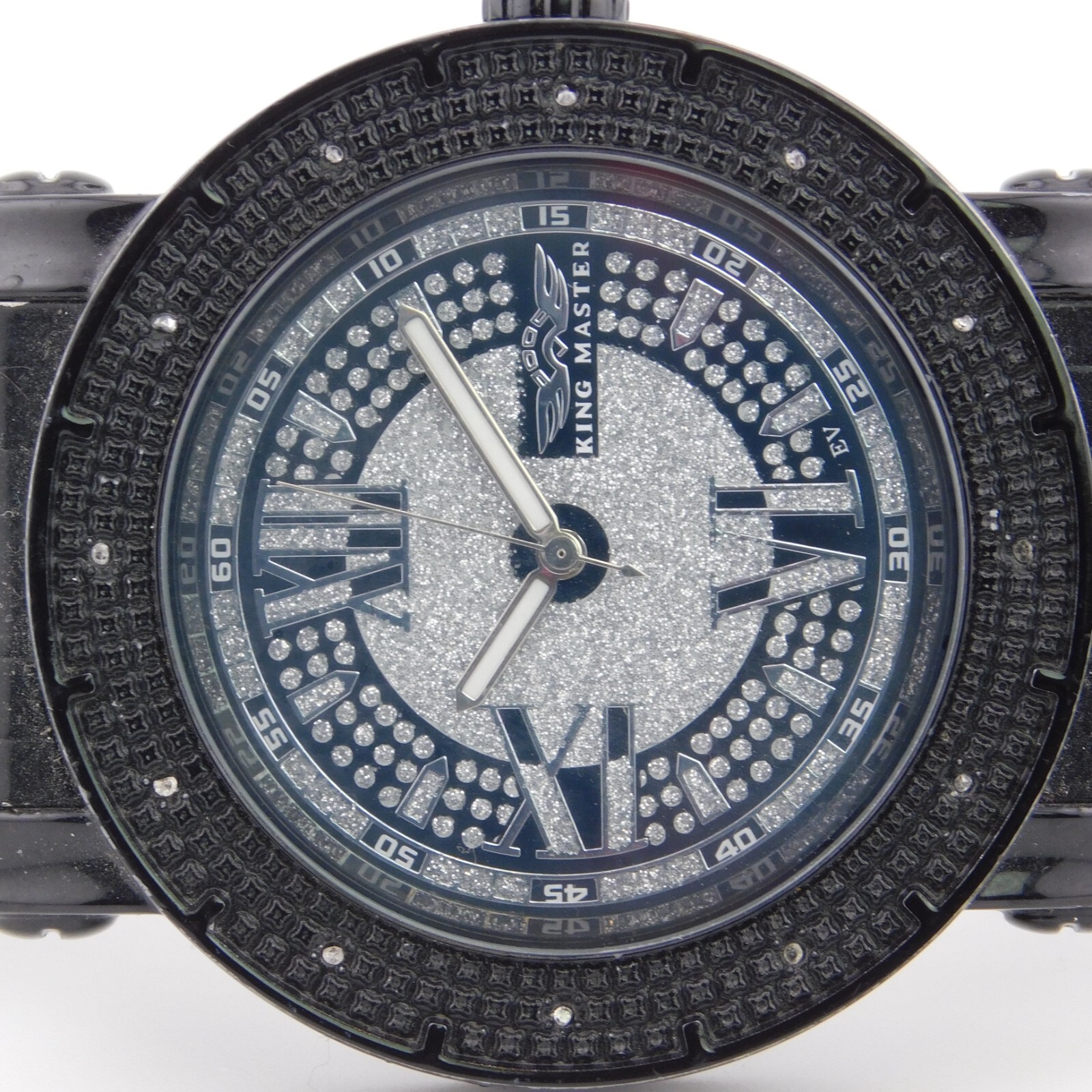 Massive KING MASTER Black Tone Quartz Men’s Watch Sz. 9″ New Battery