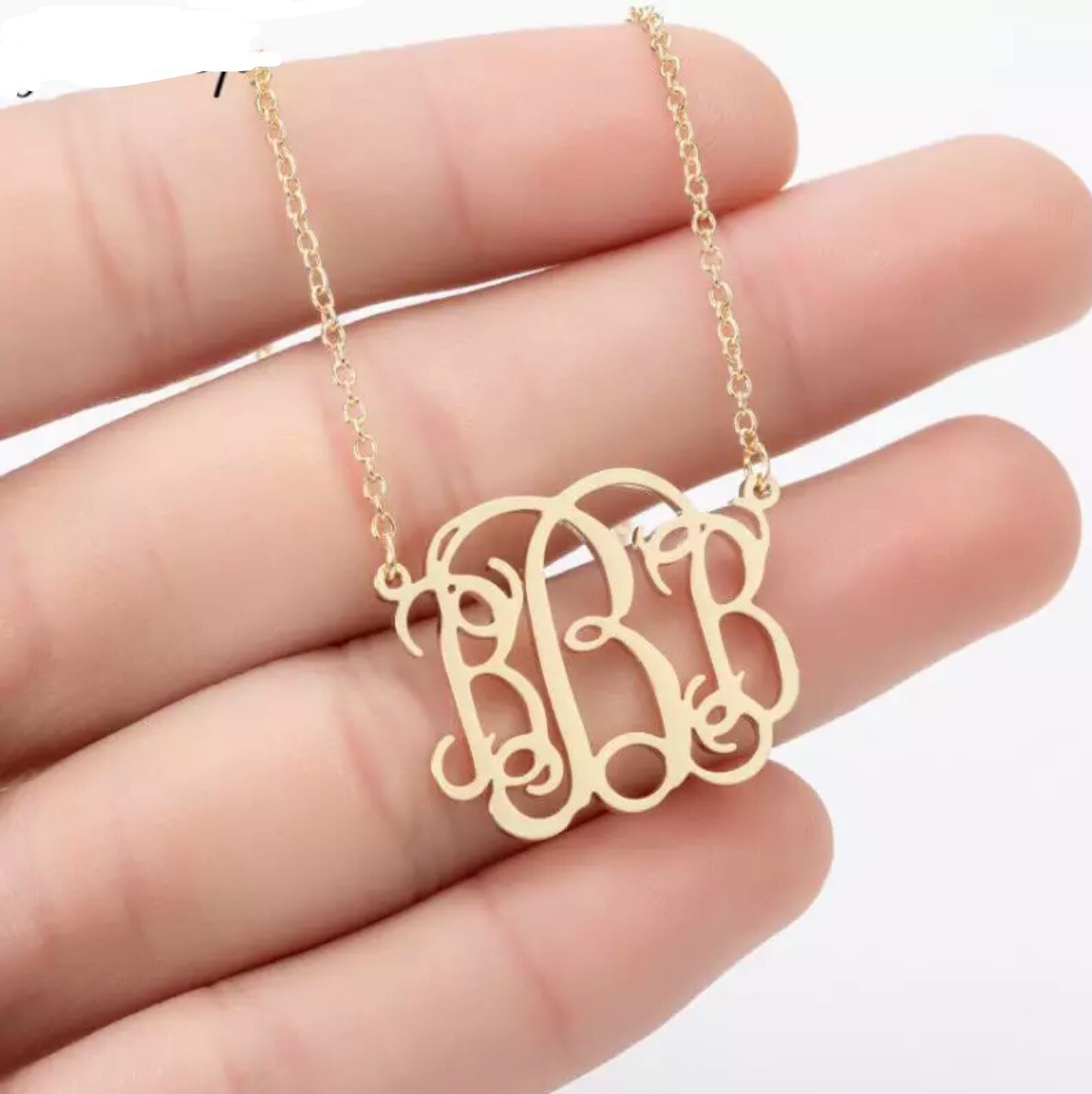 Initial A-Z Monogram Pendant Necklace Gold Plated Personalized Name 18″ N53