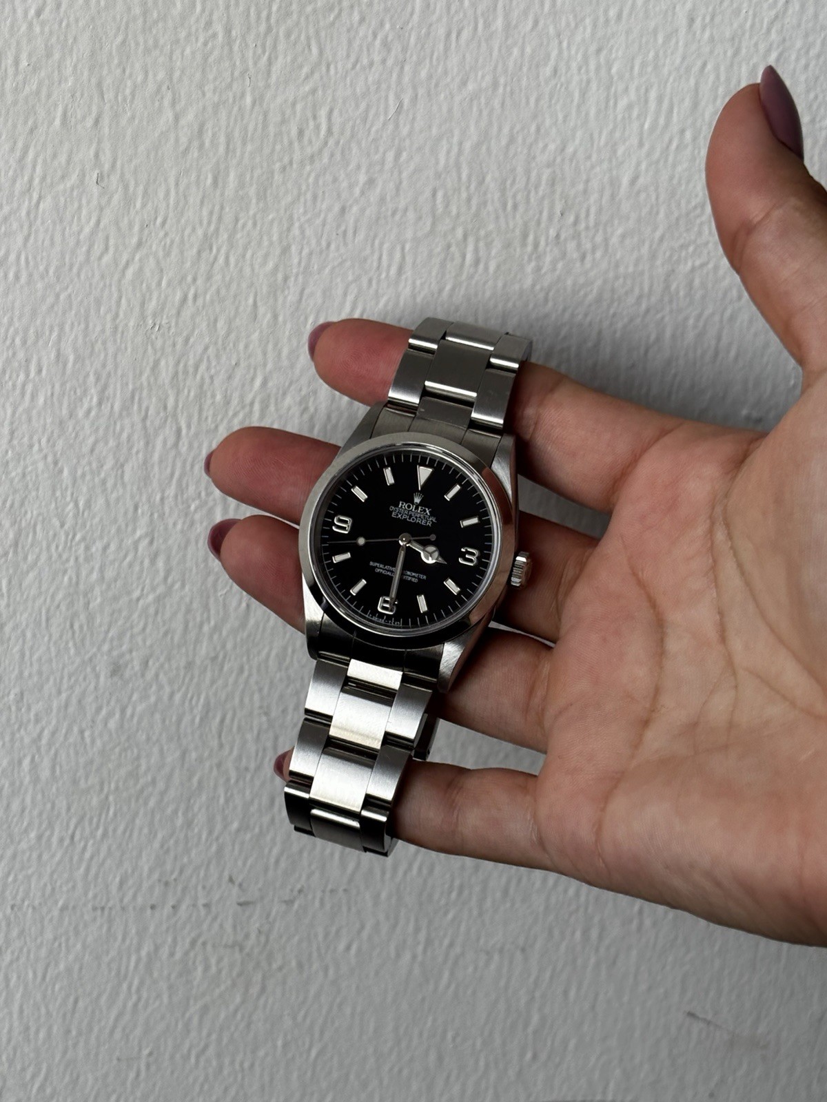 Rolex Explorer 14270 Automatic Black Dial SS Watch w/ Box & Papers