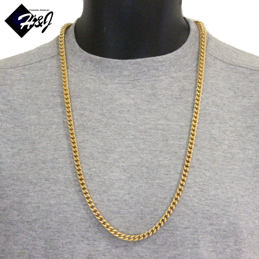 MEN Stainless Steel 6mm Gold Plated Franco Box Cuban Chain Necklace*24″30″36″
