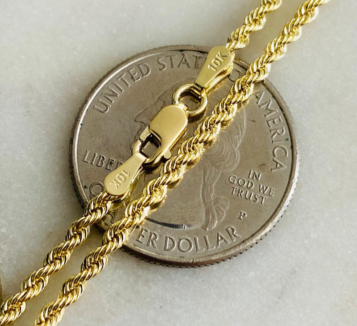 10K Real Gold 2.2mm Rope Chain- 10k Gold Rope Necklace , 10K Unisex Chain- RP040