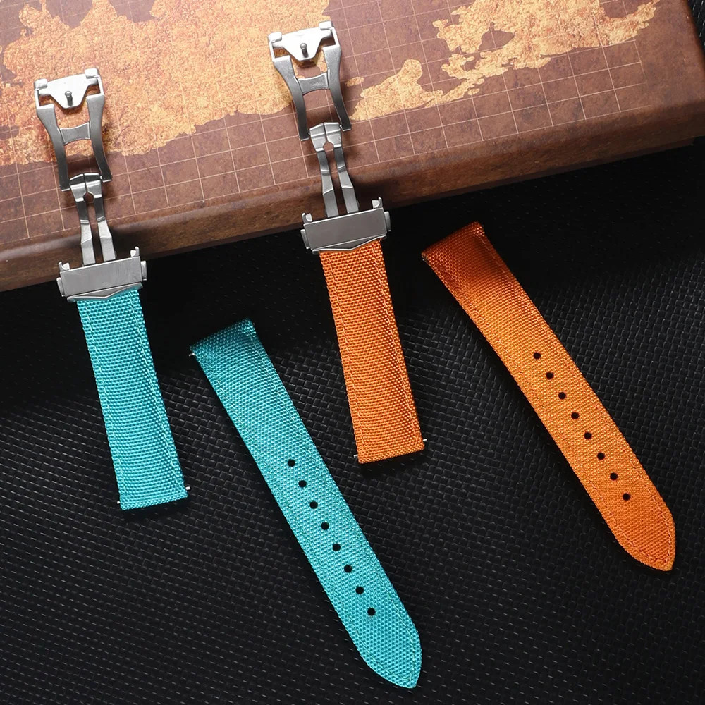 20mm 22mm Sailcloth Watchband Folding Buckle Deployant Quick Release For Omega