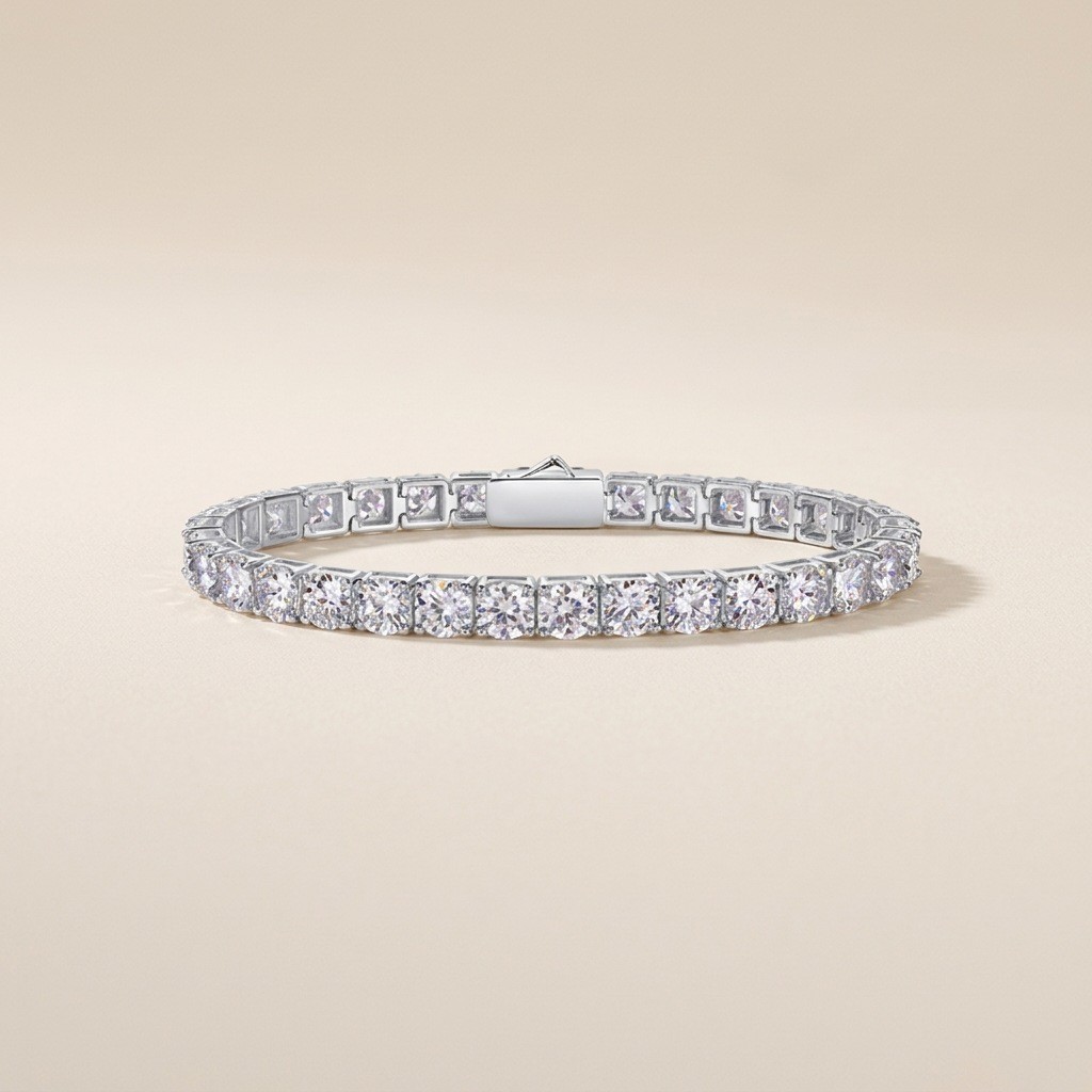 925 Sterling Silver 2-5mm D VVS Moissanite Tennis Bracelet Wedding Party Jewelry