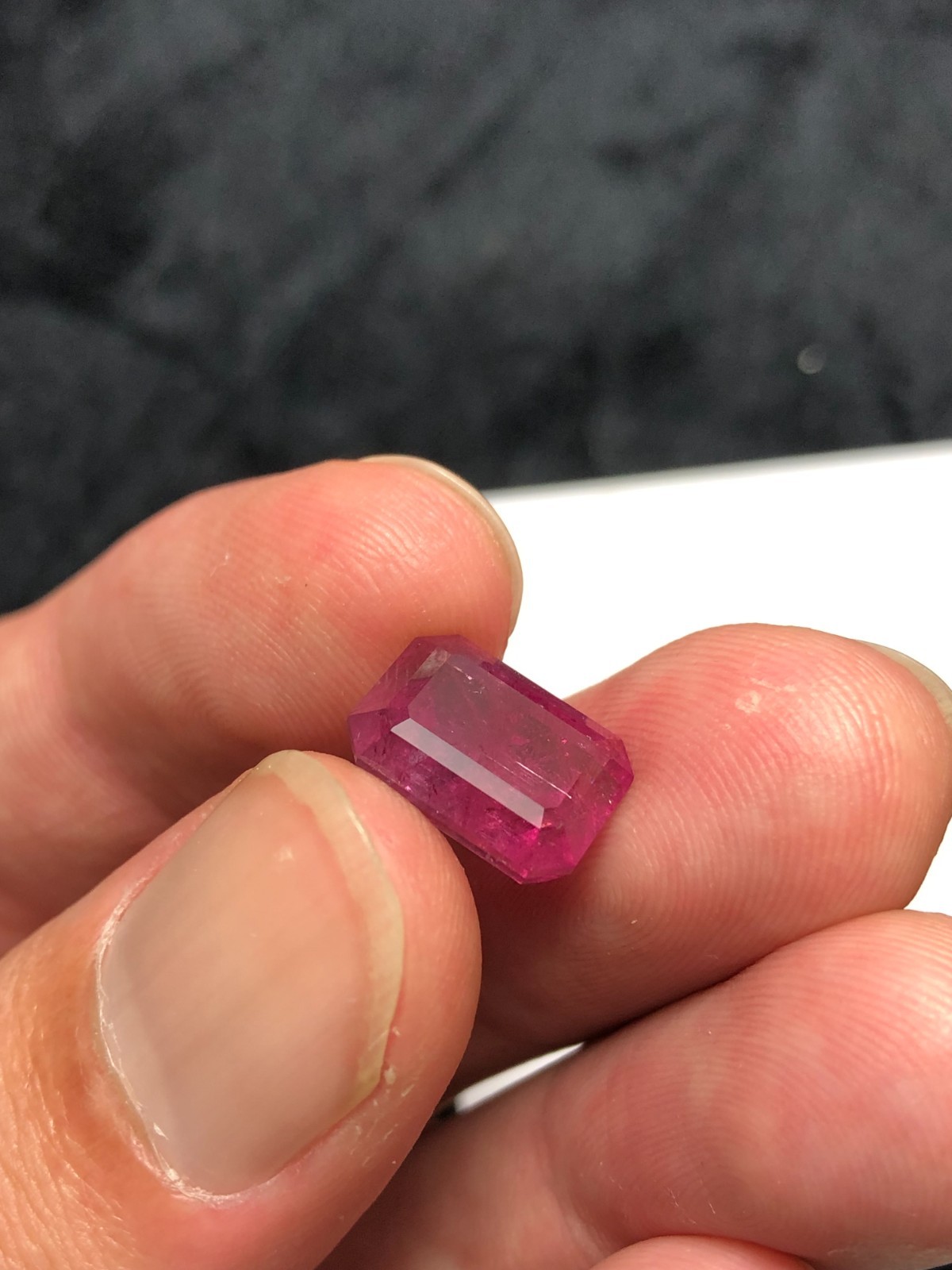 Natural Purplish Pink Tourmaline, Emerald Cut, Hand Faceted