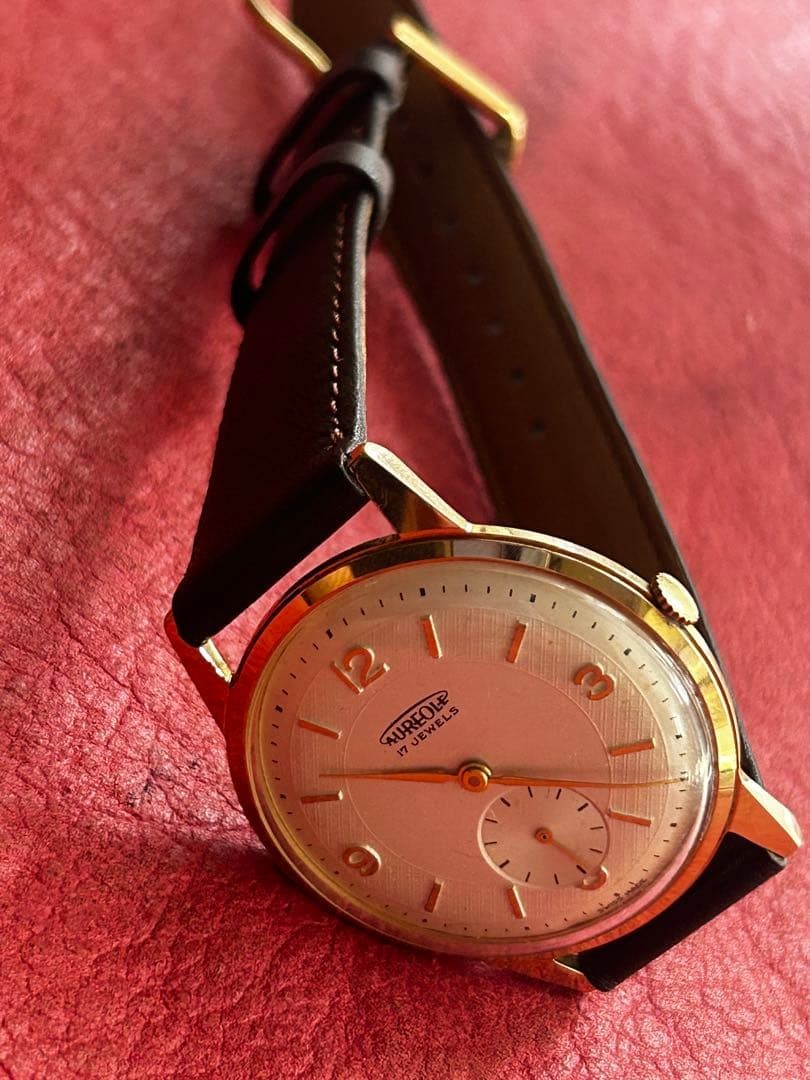Aureole Mechanical (Manual) Black Dial Wristwatch
