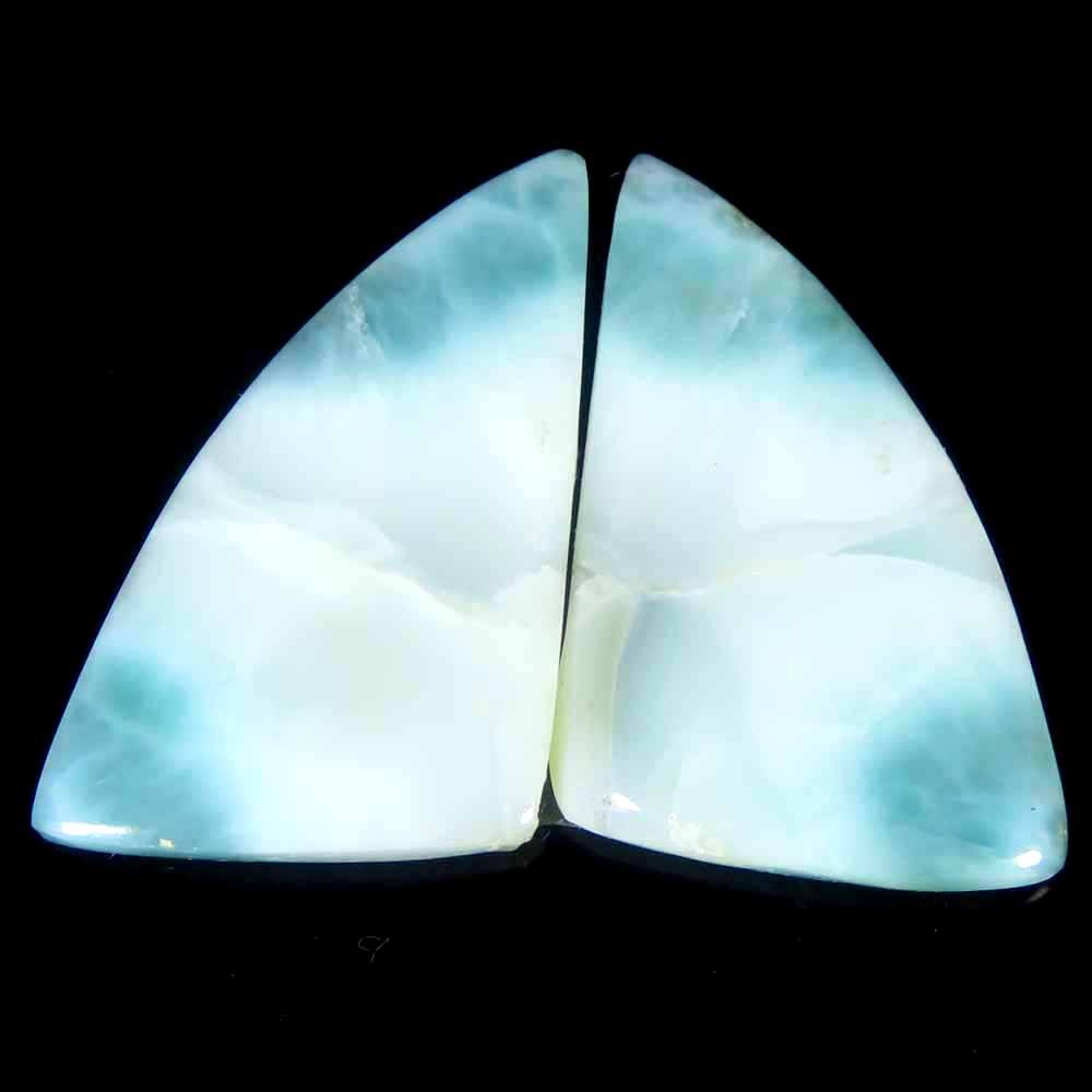 23.10Cts. 100%Natural Sky Blue Larimar Fancy Matched Pair Cab 15x22x3mm Top Gems