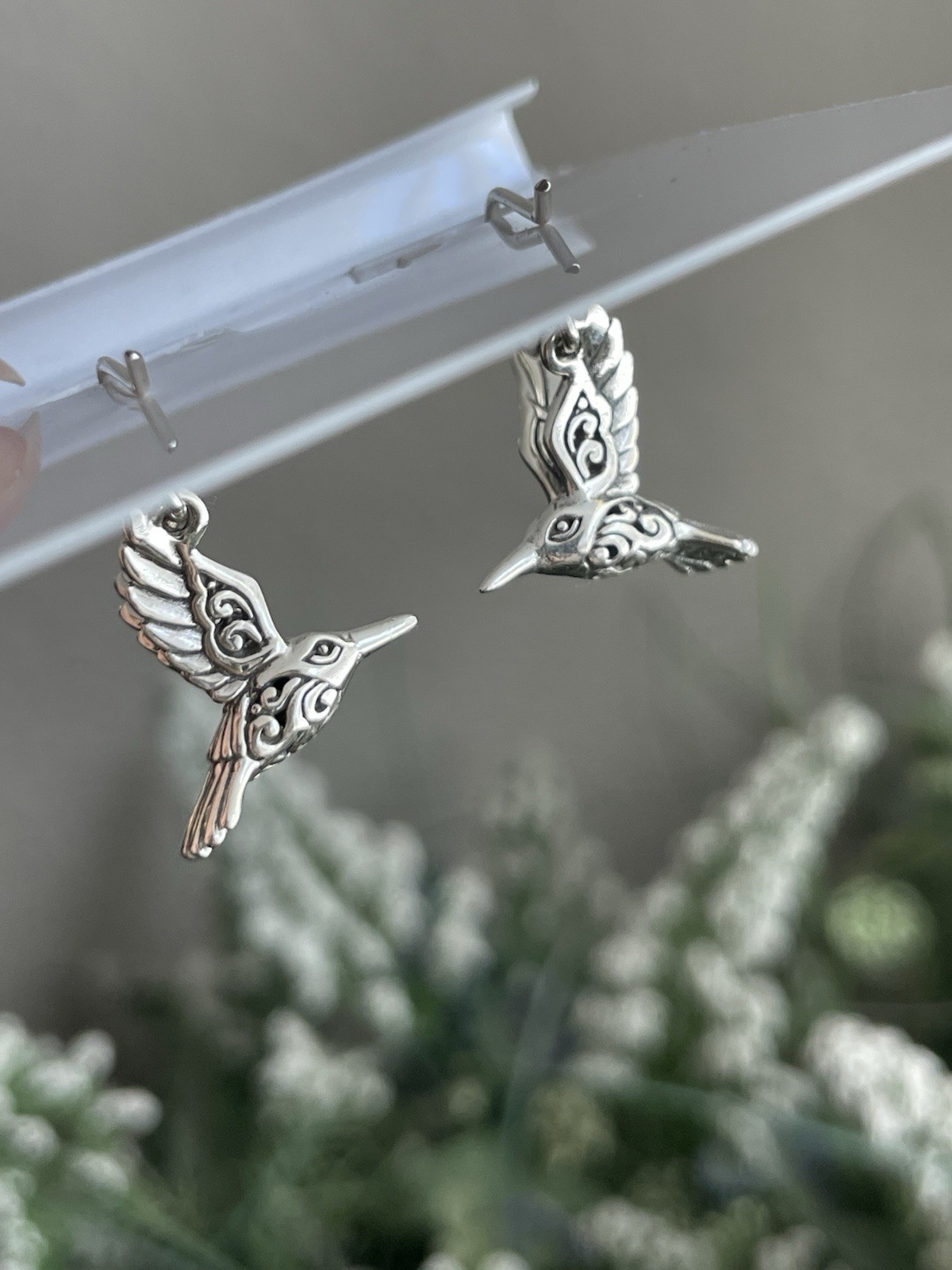 ANNIKA WITT .925 STERLING SILVER HUMMINGBIRD DROP EARRINGS 1,2” BALI