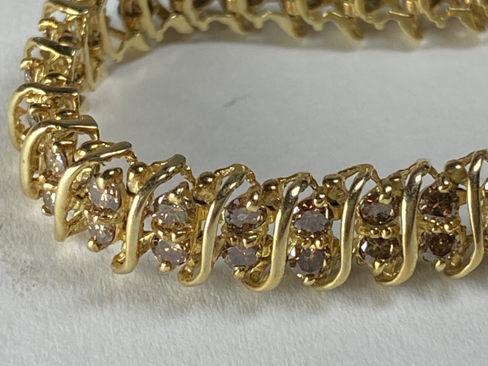 10K Gold & Brown Diamond Tennis Bracelet: 7-1/2″ / 11.47 grams / 3TCW