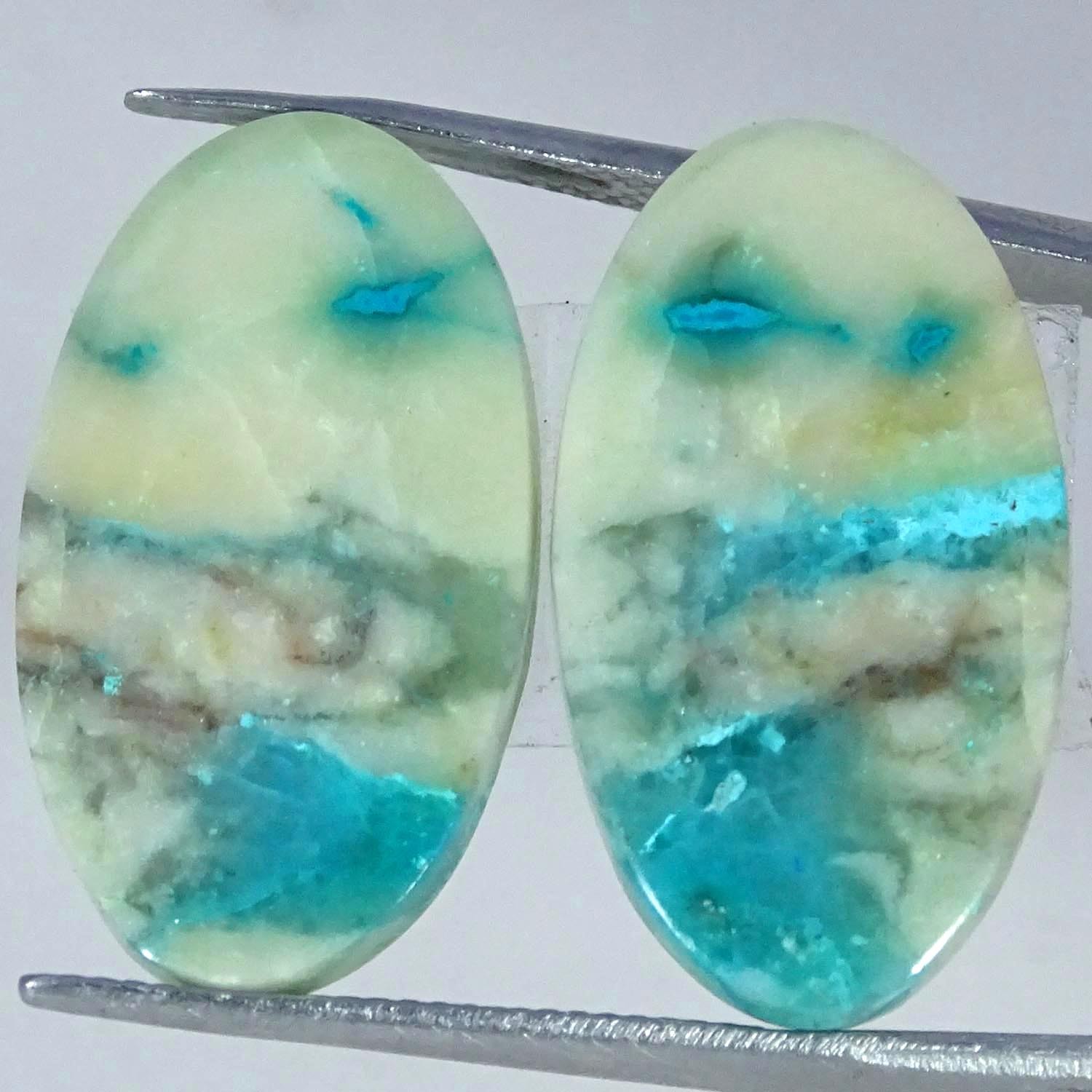 25.60Cts 100% Natural Shattuckite Pair Oval Cabochon Gemstone 14X24X4MM